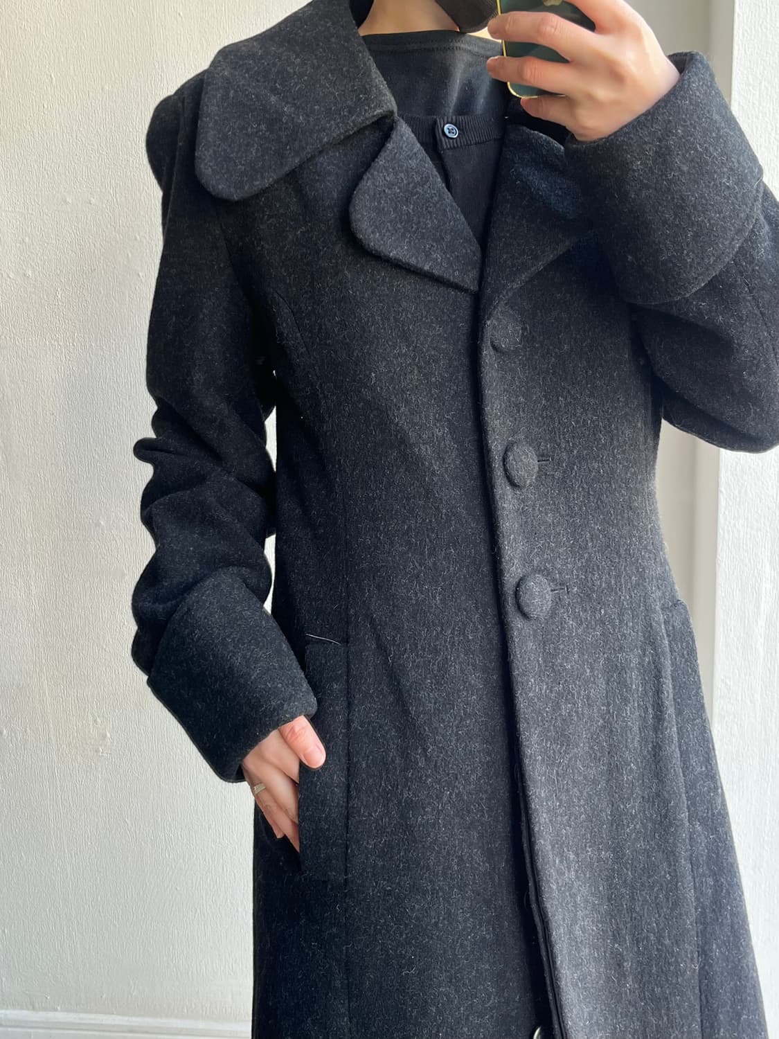 빈티지 울나일론 코트 상품이미지4