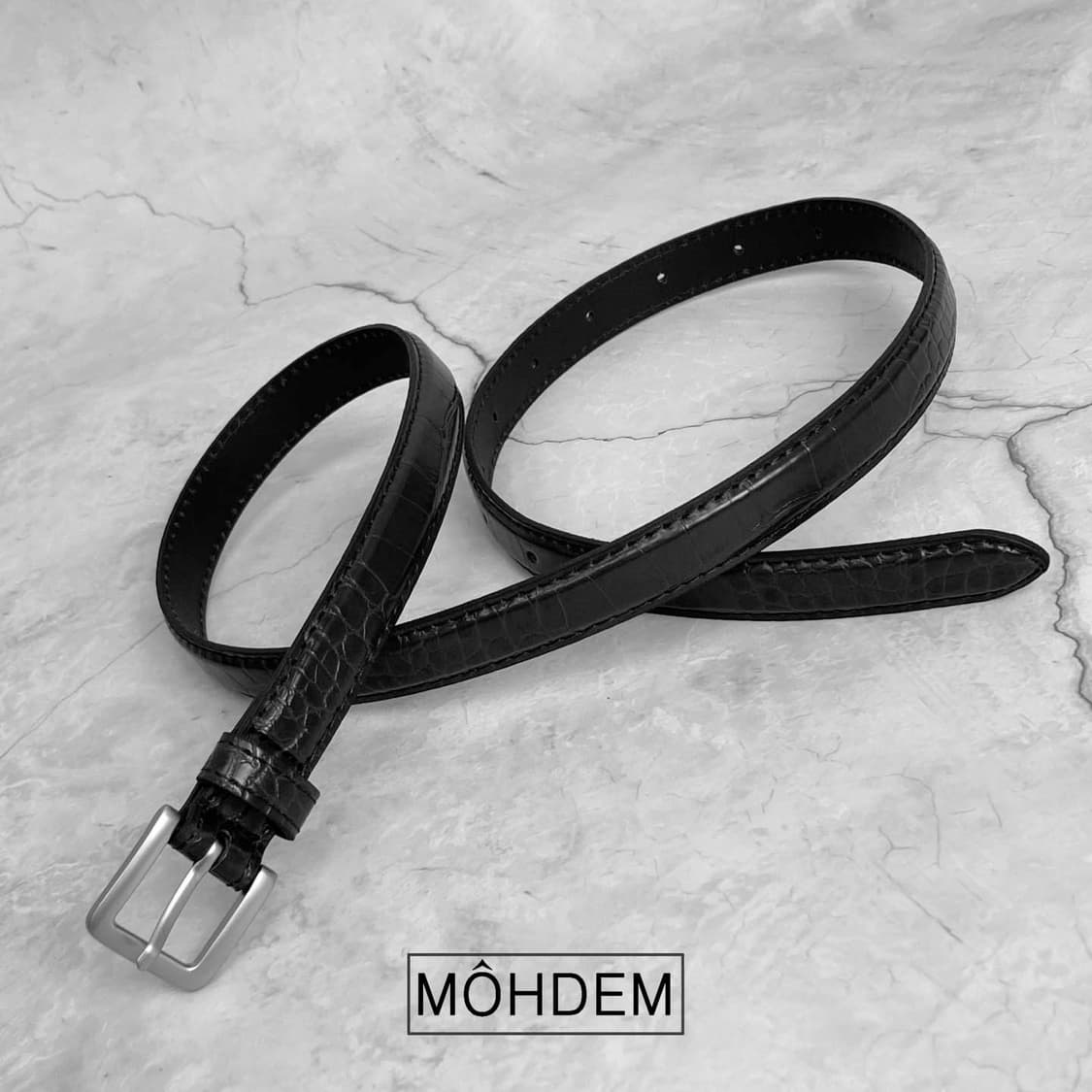 [Unisex] 크로커다일 이태리가죽 벨트 블랙 상품이미지8