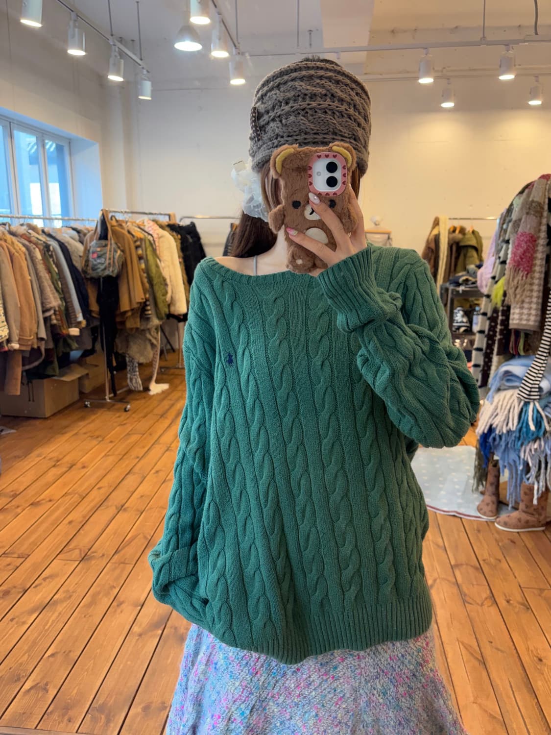 폴로 그린 꽈배기 니트 상품이미지3