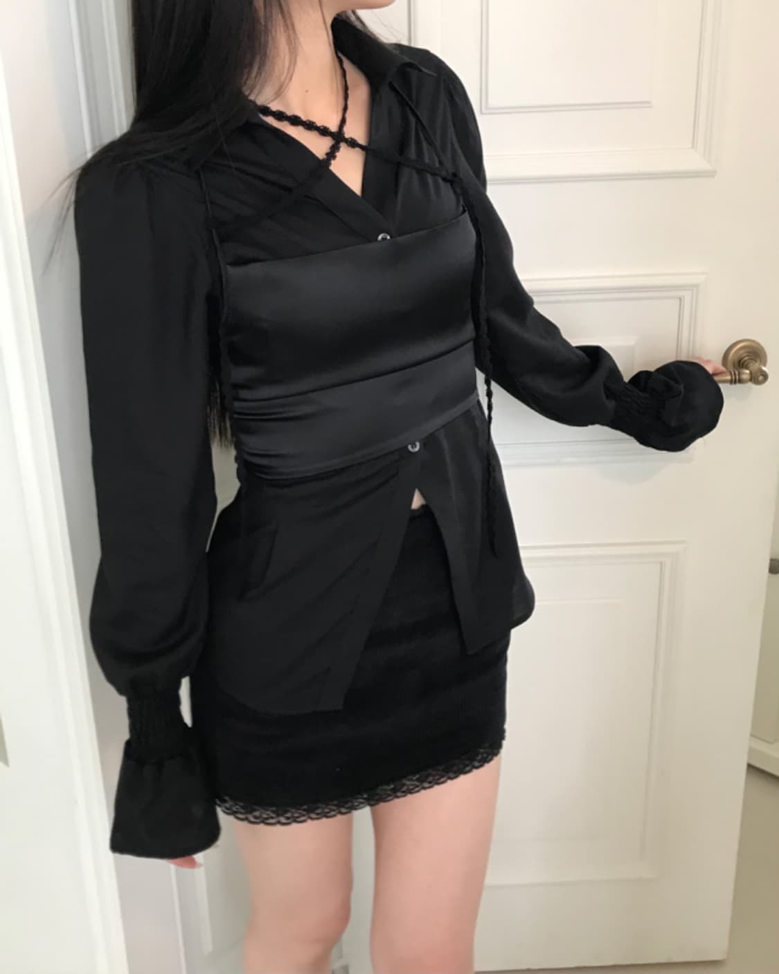 클리시어 솝 윤비누 블라우스 세트 블랙  상품이미지2