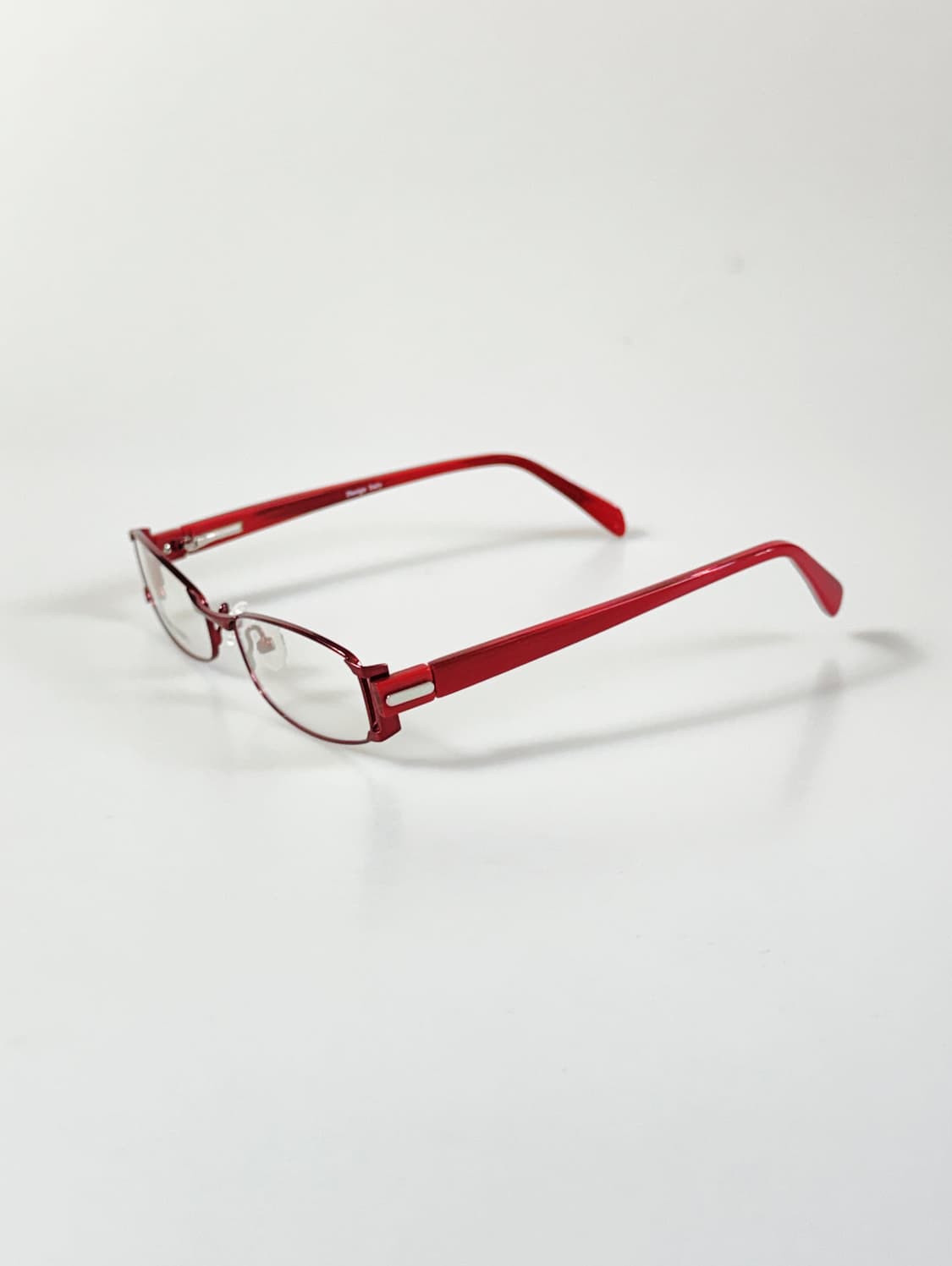 90s TOKIO 루비 레드 메탈 슬림 스퀘어 빈티지 안경 상품이미지4