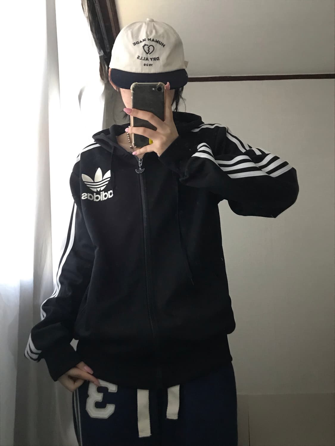 아디다스 블랙 빅로고 후드 져지 상품이미지7
