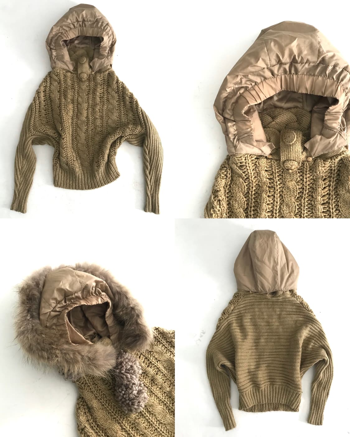 Padding hooded mix loose fit knit top 상품이미지2