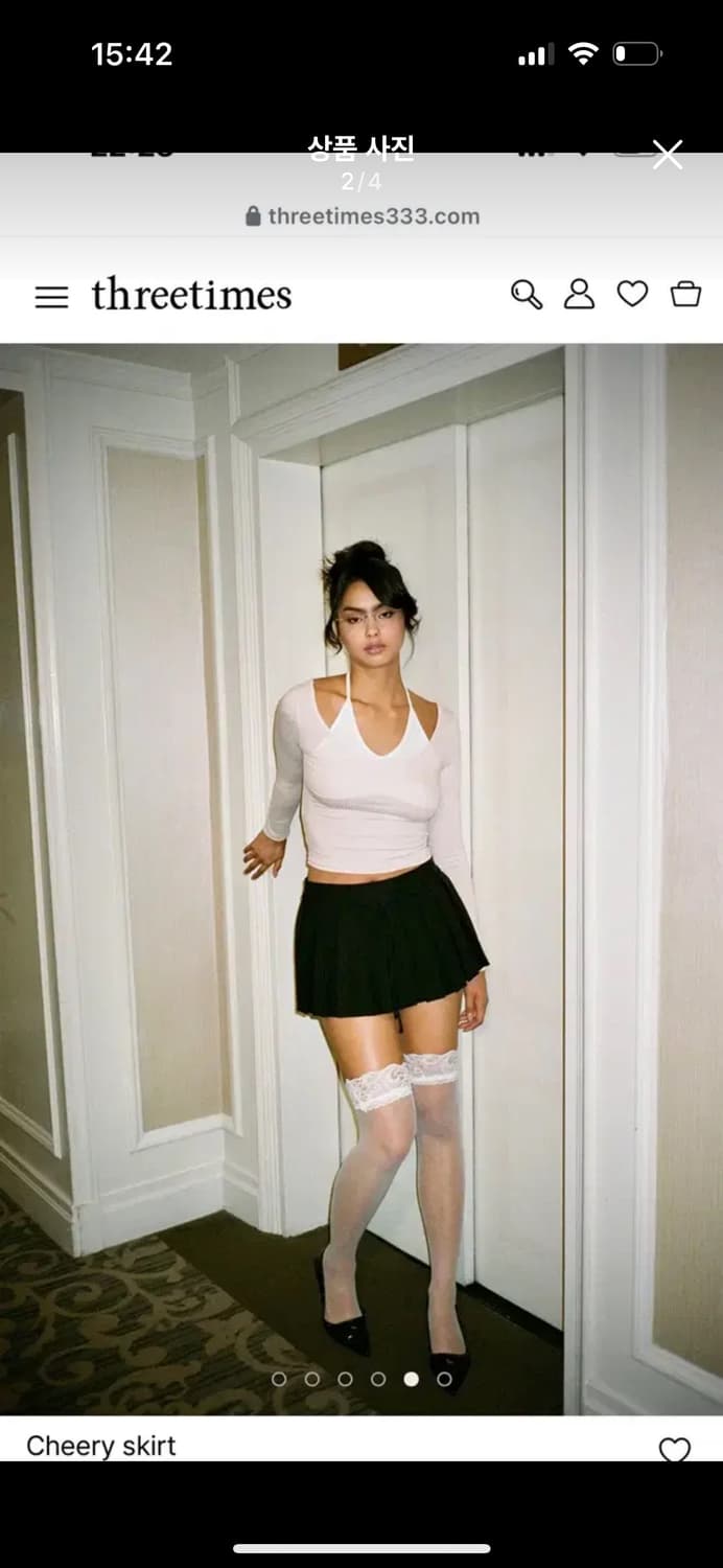 새상품 XS) 쓰리타임즈 치어리 스커트 블랙  상품이미지2