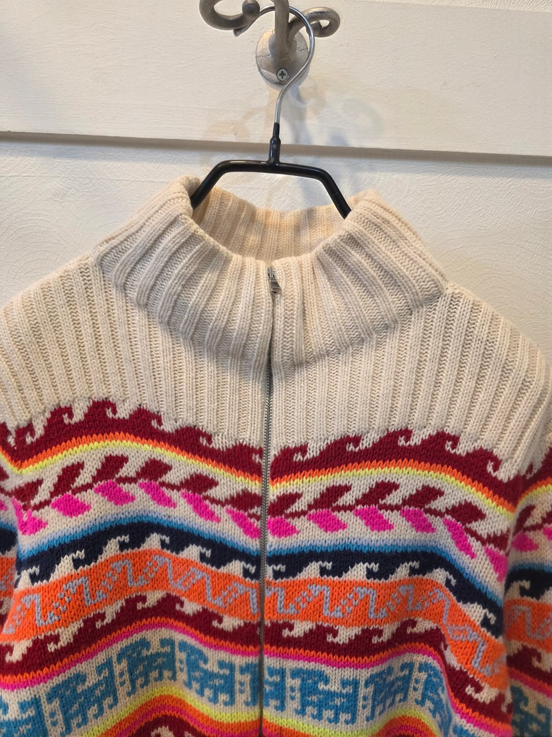 베네통 빈티지 패턴 니트 집업 가디건 상품이미지2