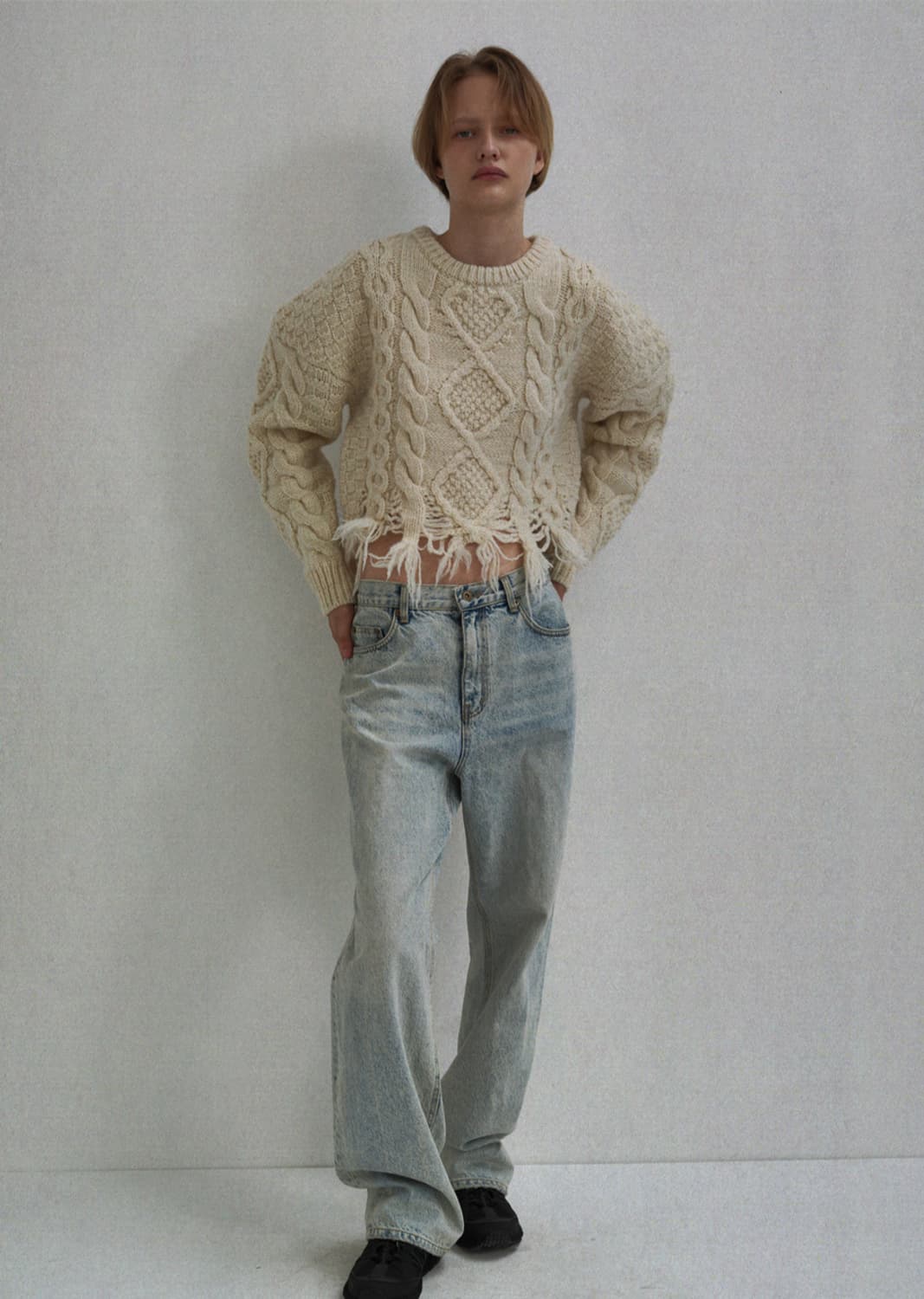 S/E/O 에스이오 CHUNKY CABLE SWEATER CREAM 상품이미지9