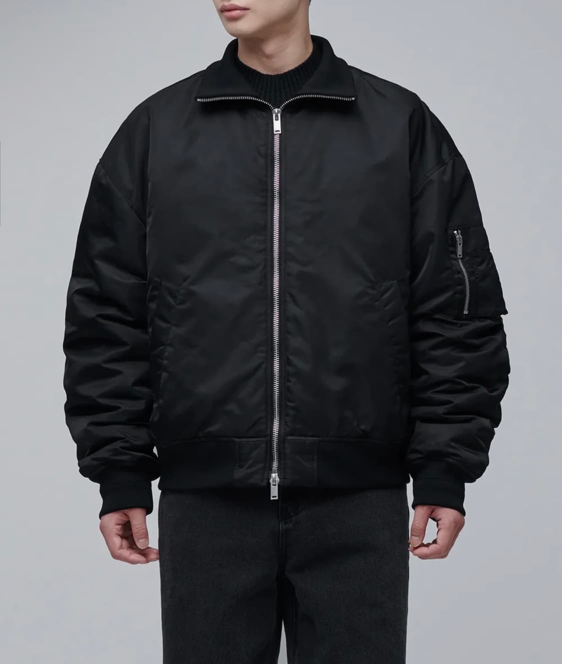 [2XL] 무신사스탠다드 오버사이즈 하이넥 MA-1 봄버 자켓 블랙 상품이미지6