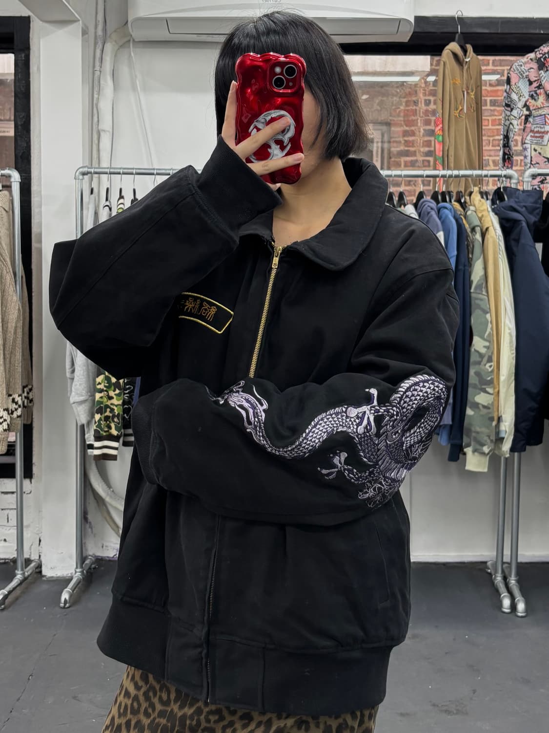 카라쿠리 타마시 오리엔탈 드래곤 퀼팅 워크자켓 상품이미지1