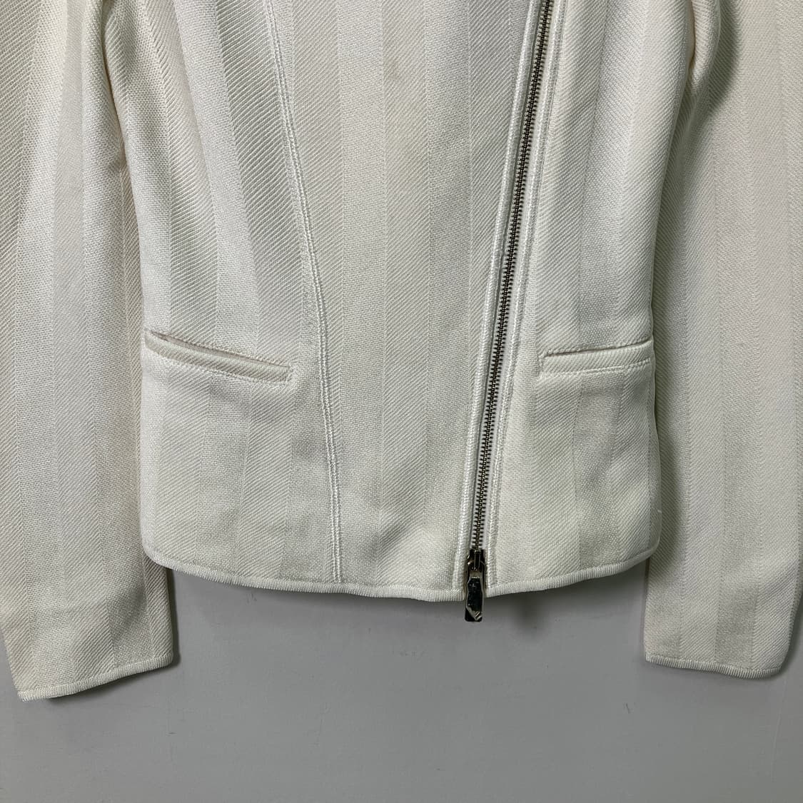 엠포리오 아르마니 화이트 니트 모토 라이더 자켓 38 상품이미지6