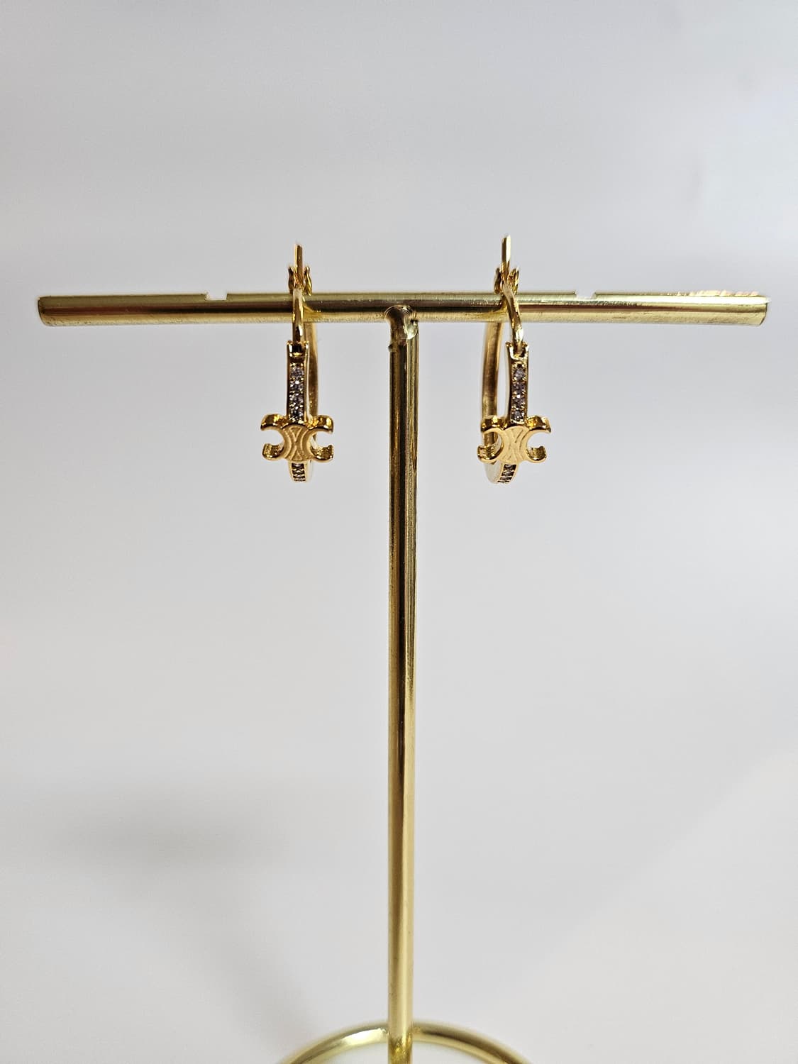 셀린느 라인스톤 트리오페 후프링 귀걸이  금장 상품이미지3