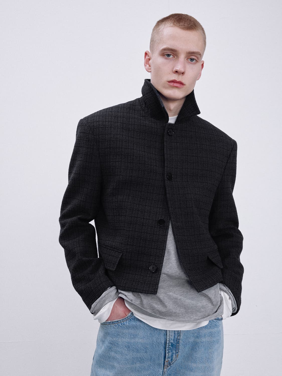 렉토 이카로 트위드 자켓 블랙 S사이즈 팝니다. 상품이미지2