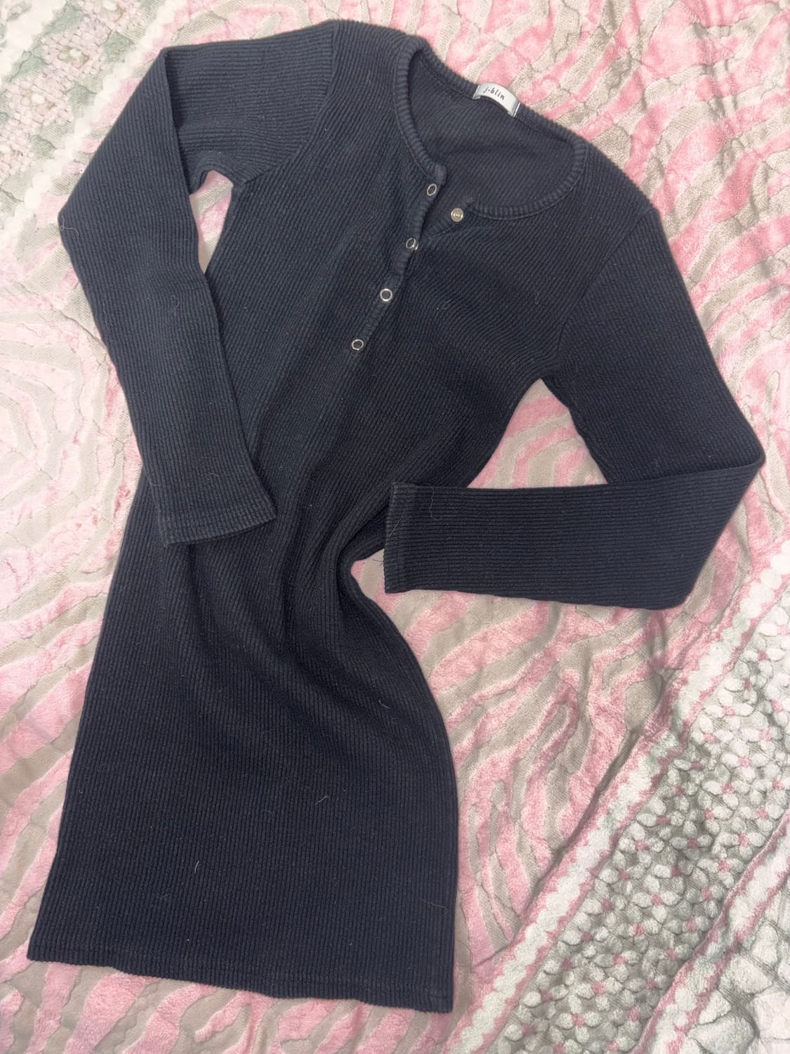 블랙 골지 원피스 상품이미지1