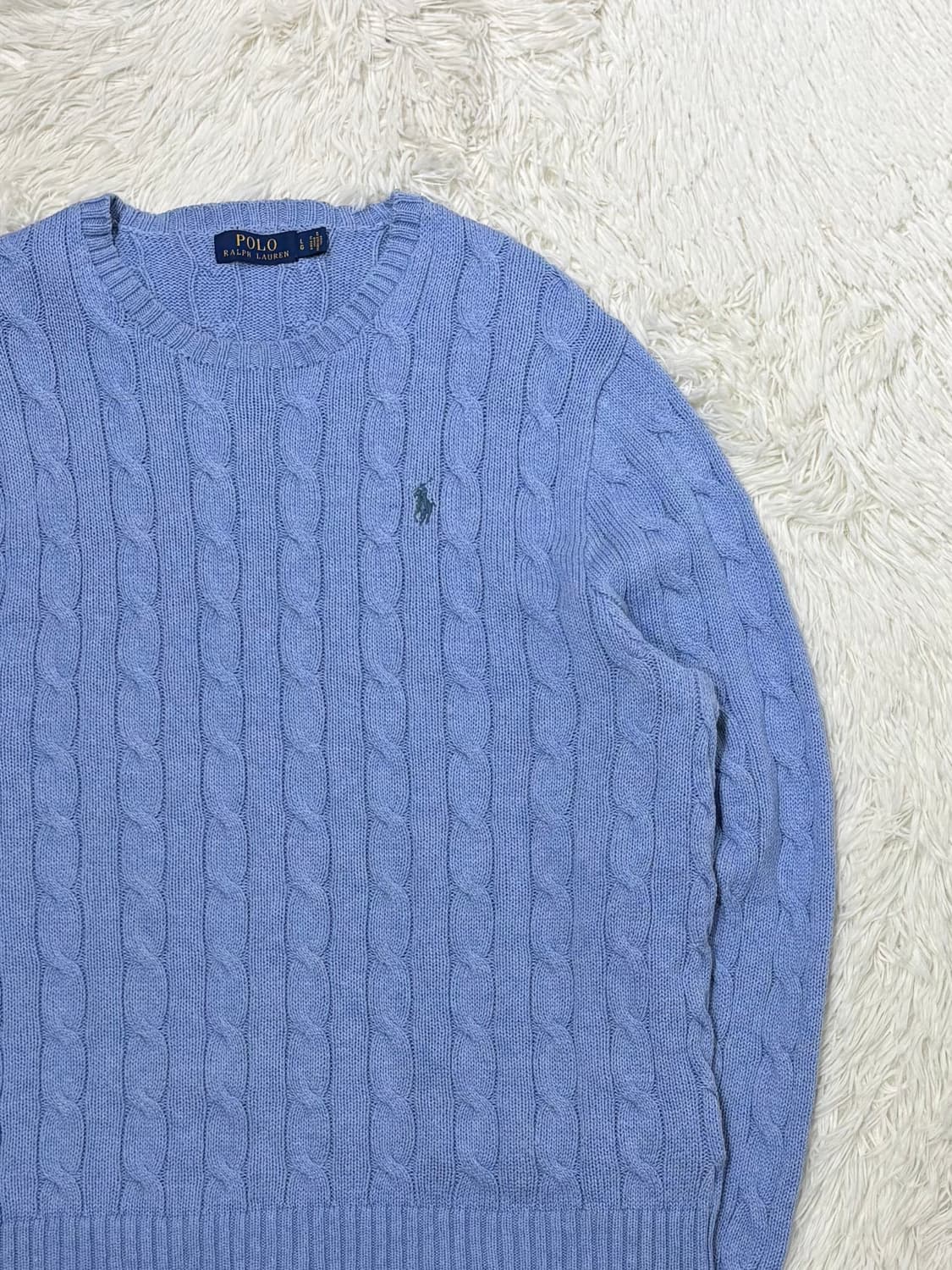 폴로랄프로렌 그린포니 베이비블루 케이블 니트 상품이미지5