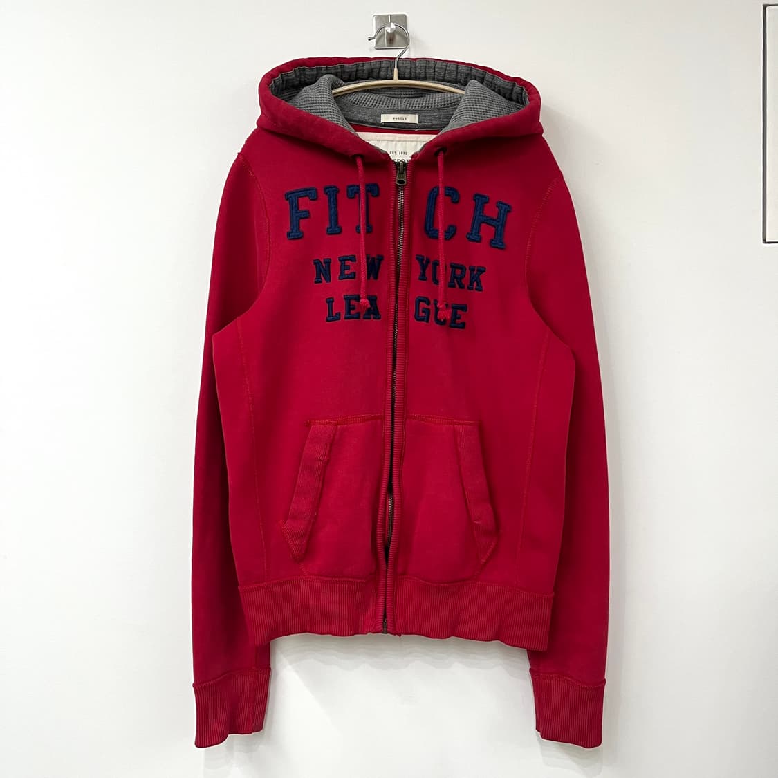 아베크롬비 자수로고 레드 후드집업 상품이미지2