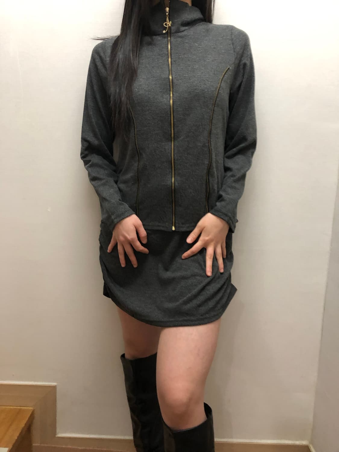 빈티지 그레이 펑크 원피스 상품이미지1