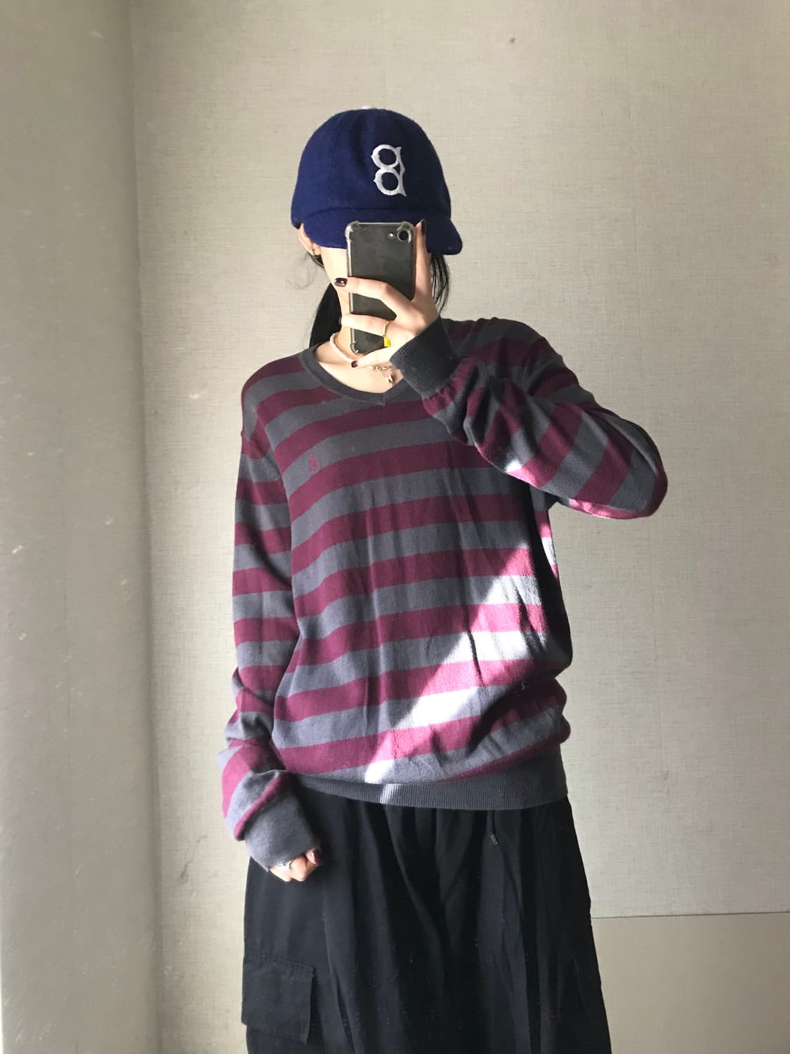 빈폴 그레이 버건디 스트라이프 니트 상품이미지4