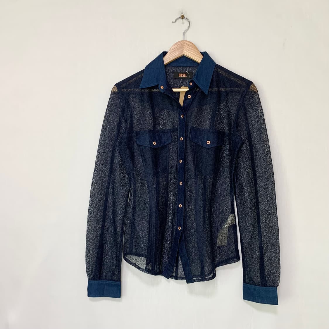 DIESEL 디젤 슬림 라인 시스루 메쉬 포켓 데님 셔츠 빈티지 y2k 상품이미지1