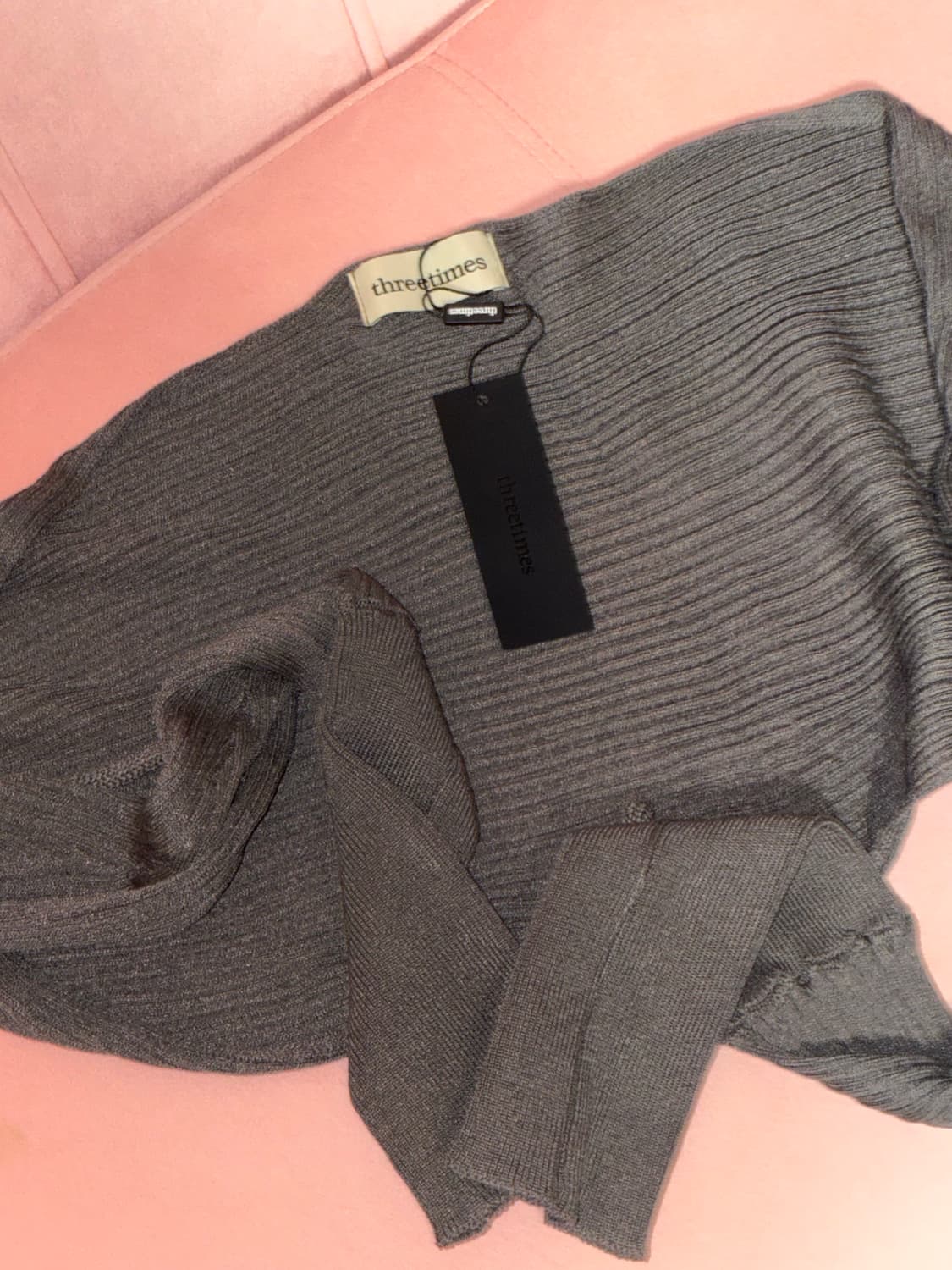 (새상품) 쓰리타임즈 릿볼레로 가디건 차콜 상품이미지5