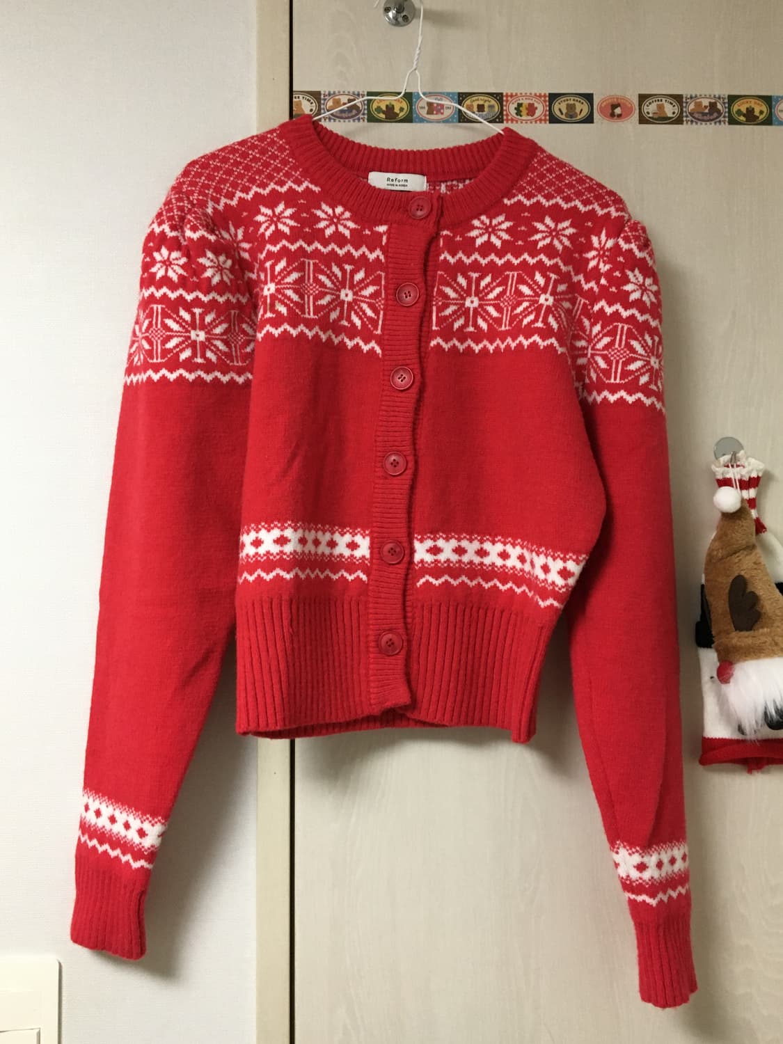 free) 레드 노르딕가디건 상품이미지1