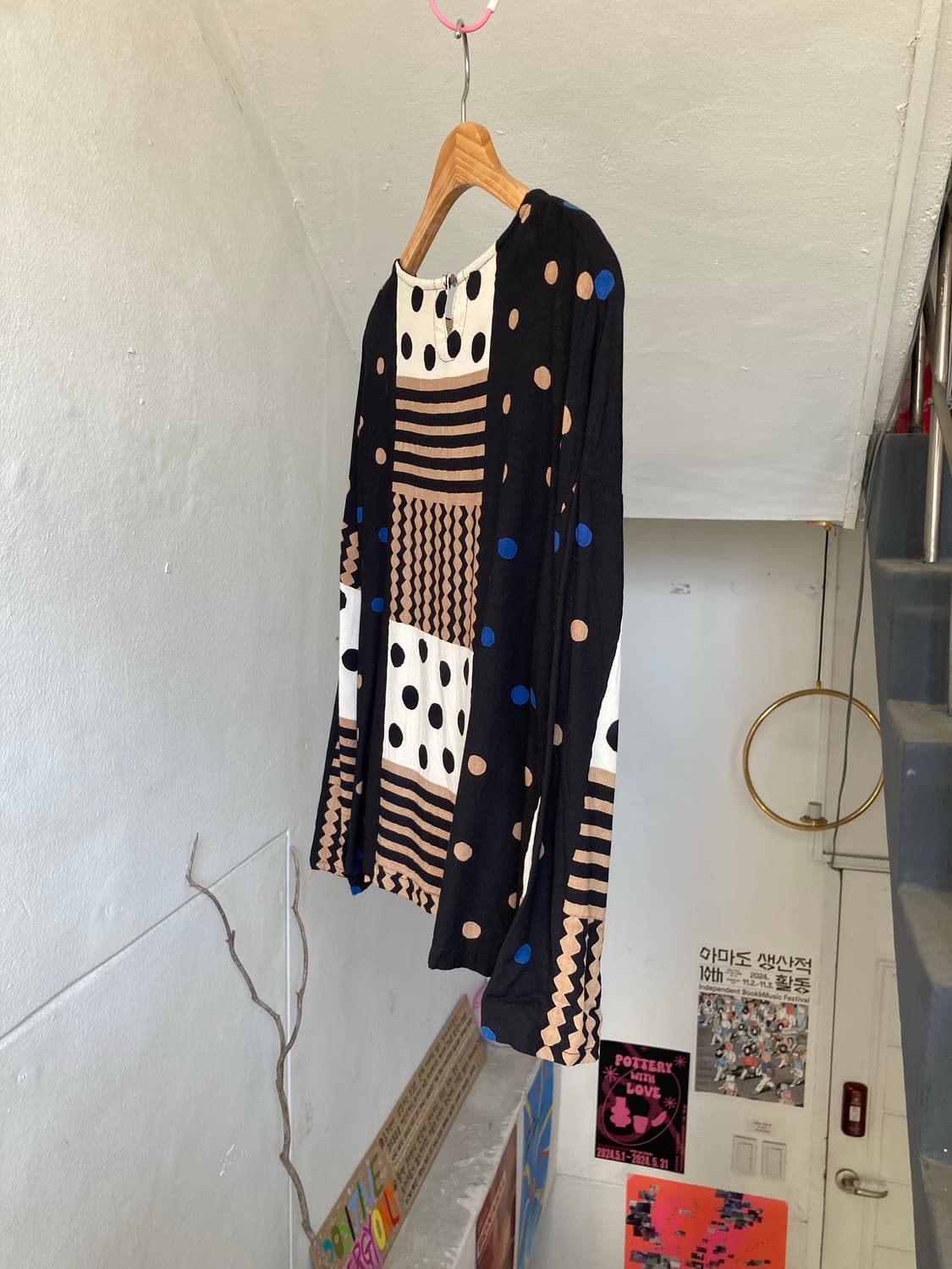 도트 프린팅 코튼 셔츠 블라우스 상품이미지7