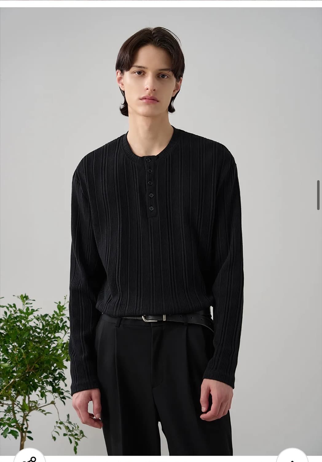 (XL) 드로우핏 리브드 헨리넥 티셔츠 [BLACK] 판매 상품이미지3