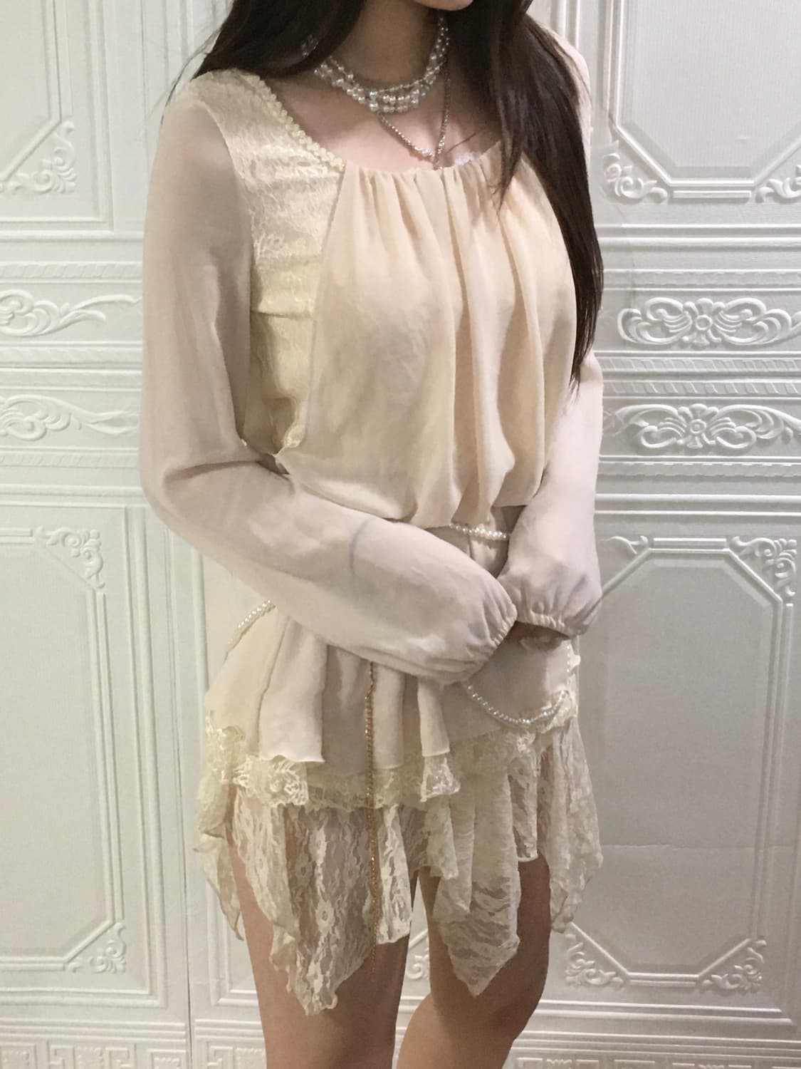 세실맥비 아이보리 레이스 블라우스 상품이미지3
