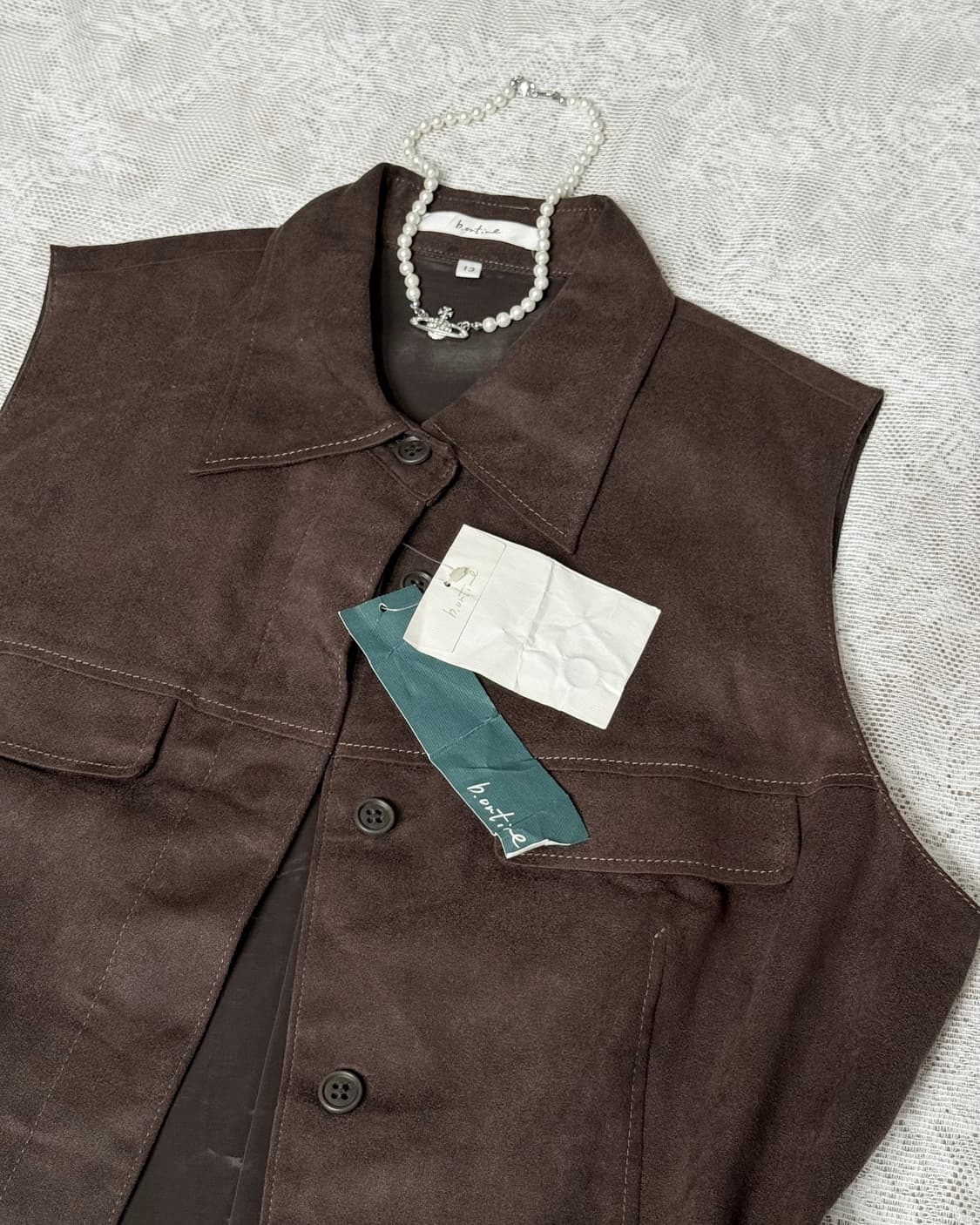 브라운 카라 투 포켓 베스트 상품이미지5