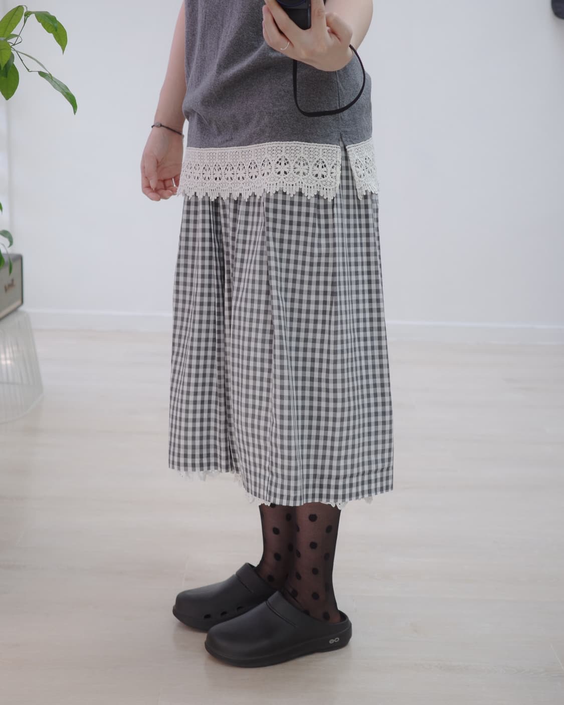 Charcoal Gobang Check Skirt 상품이미지3