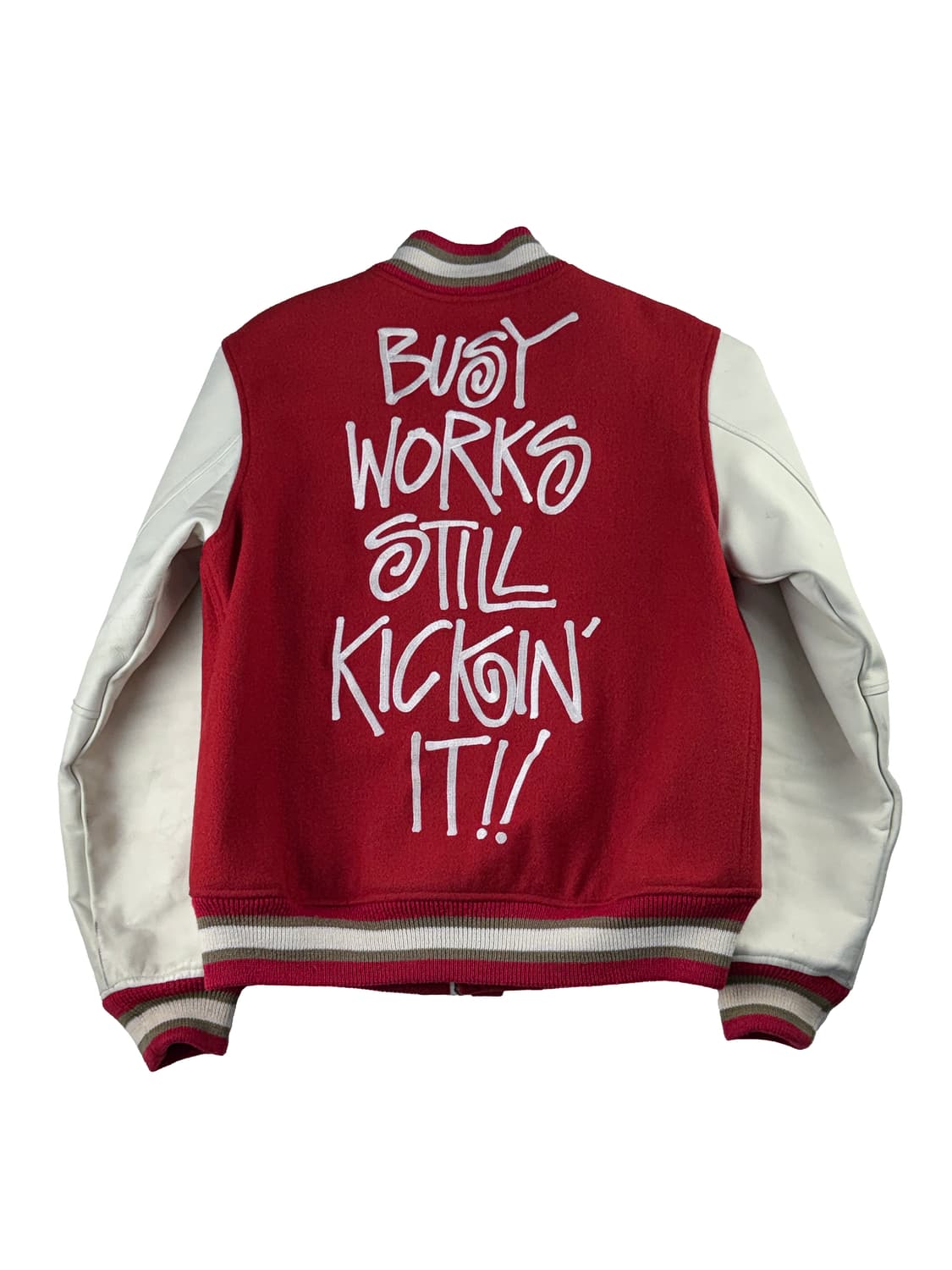 스투시 x 베이프 바시티 자켓 레드 13FW 상품이미지1