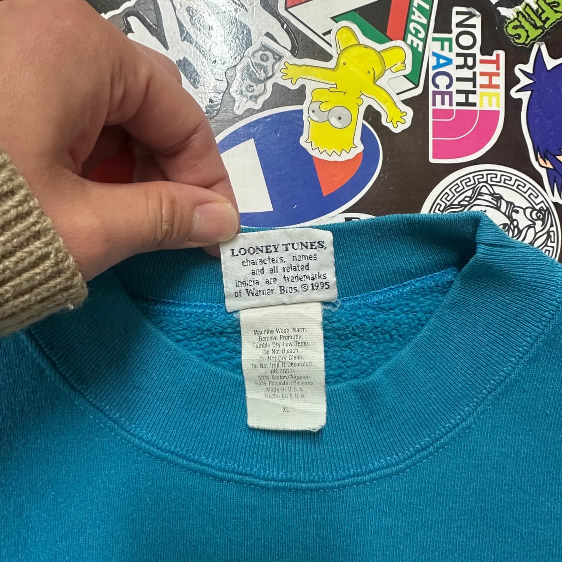 90s USA 루니툰즈 와일 E 코요테 크리스마스 빈티지 스웻셔츠 XL 상품이미지6