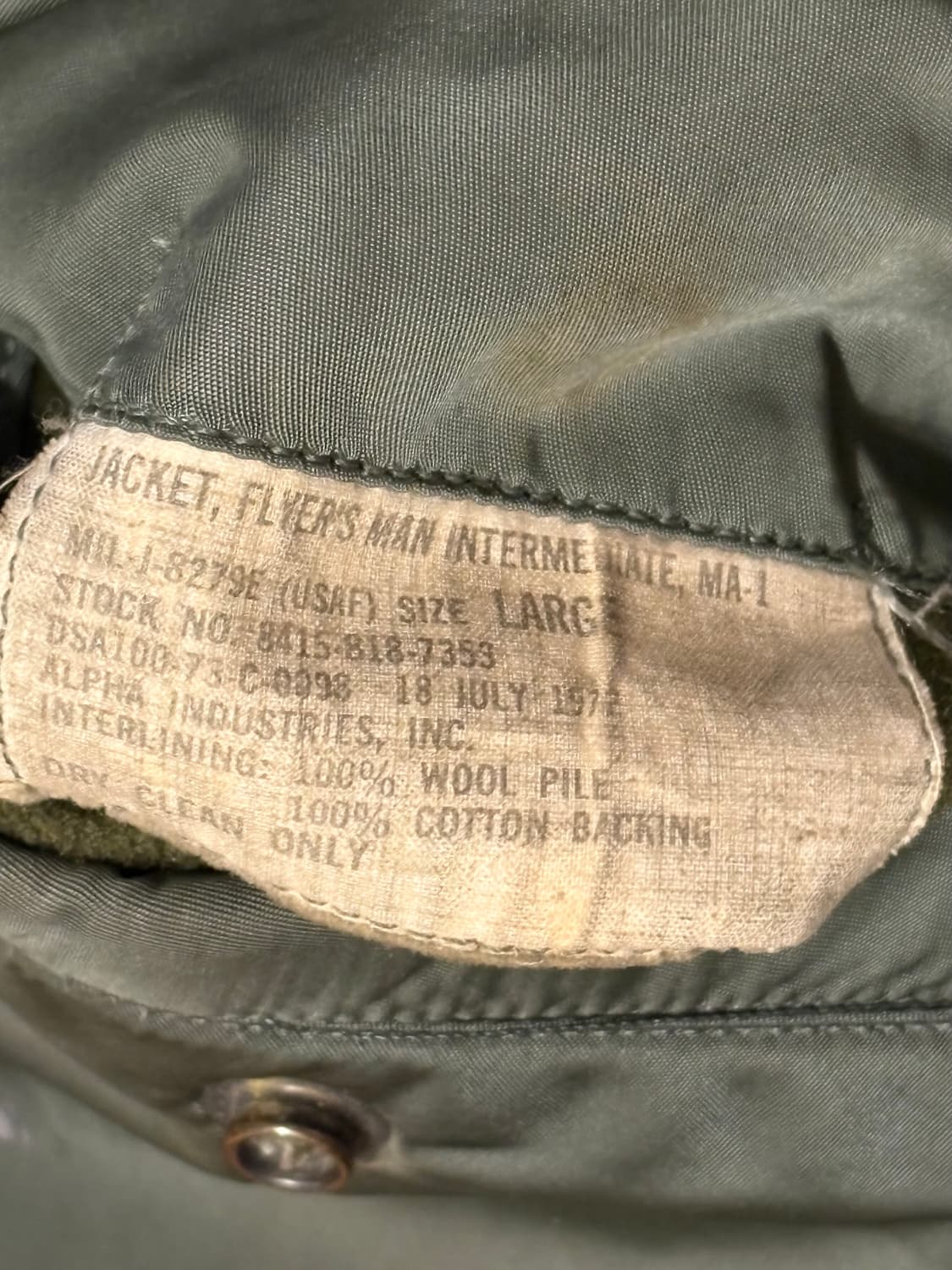 ma1 자켓 오리지널 울파일 e타입 자켓 상품이미지9