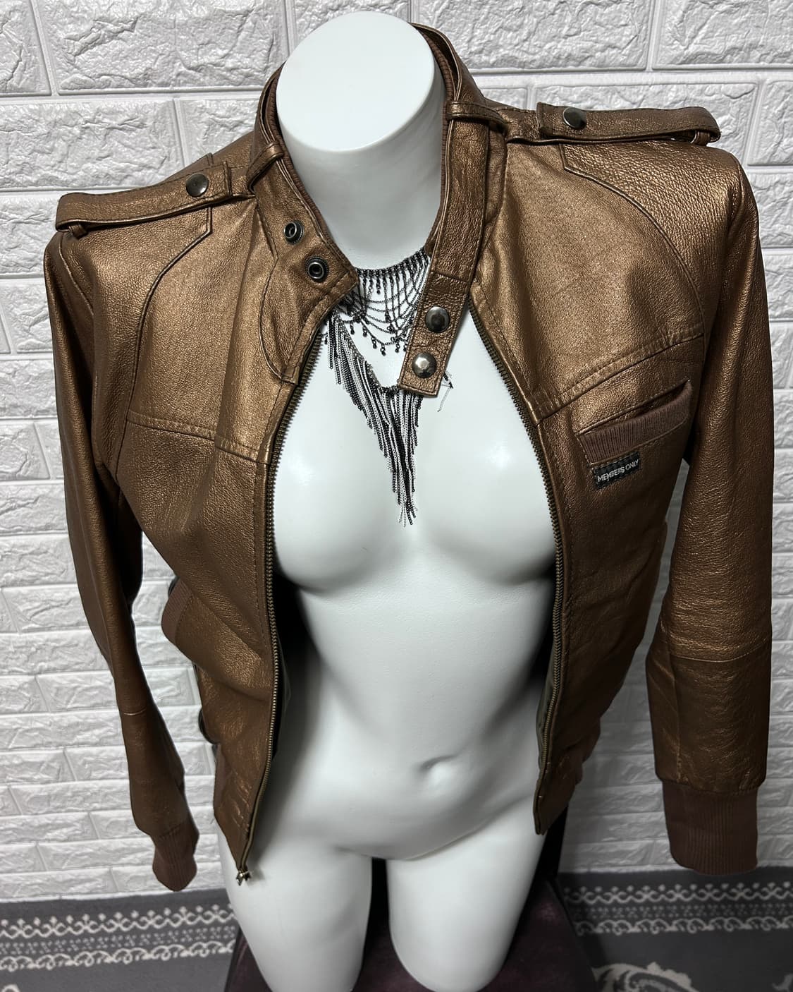 Members Only Brown metallic Leather Jk 상품이미지4