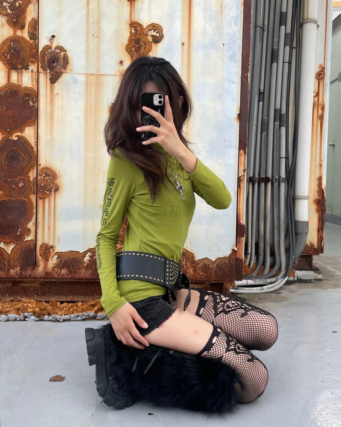 🎸그린 씨스루 터틀넥 롱슬리브🎸 상품이미지1