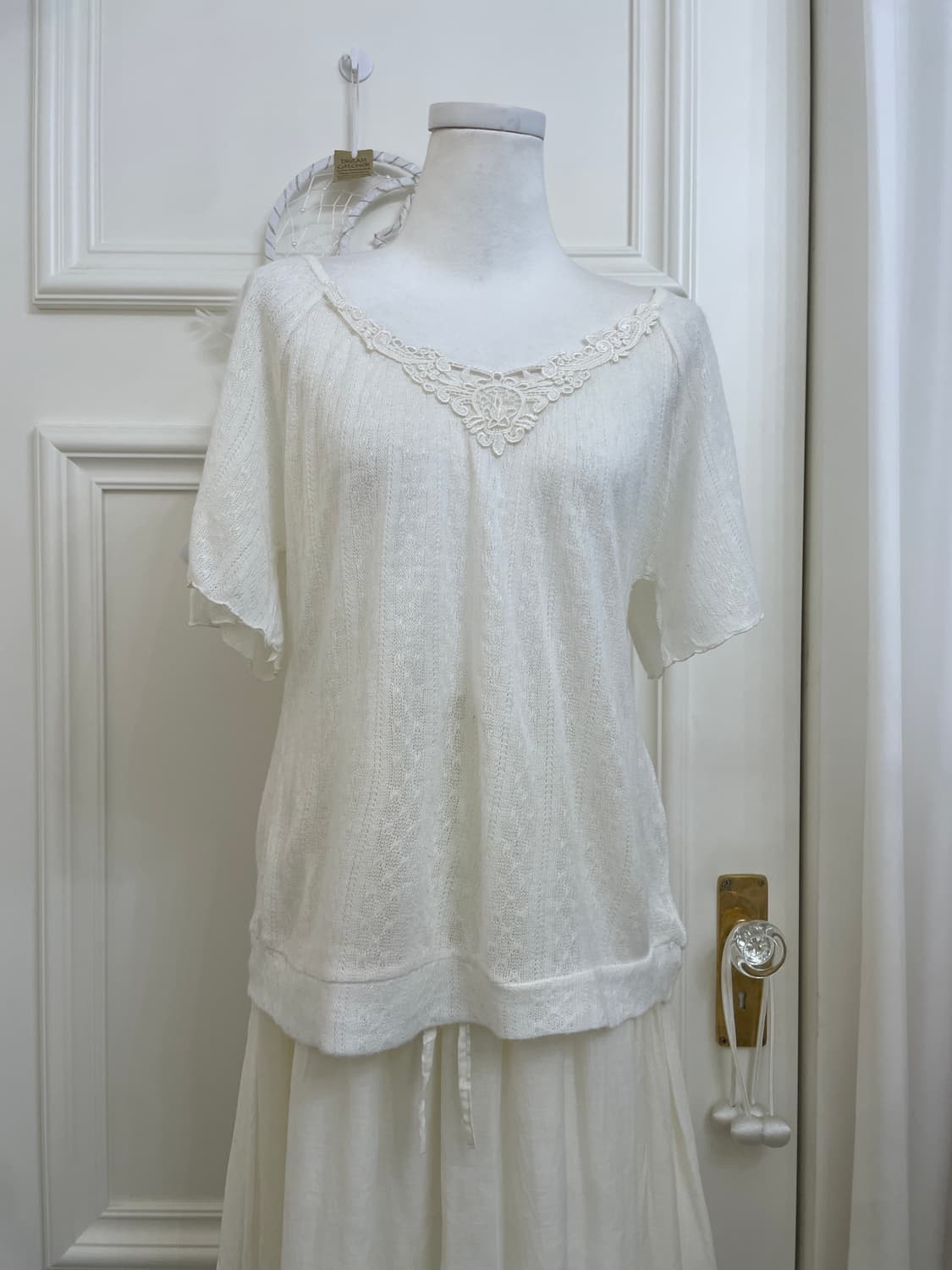 ivory lace point mori knit top(size-L) 상품이미지5