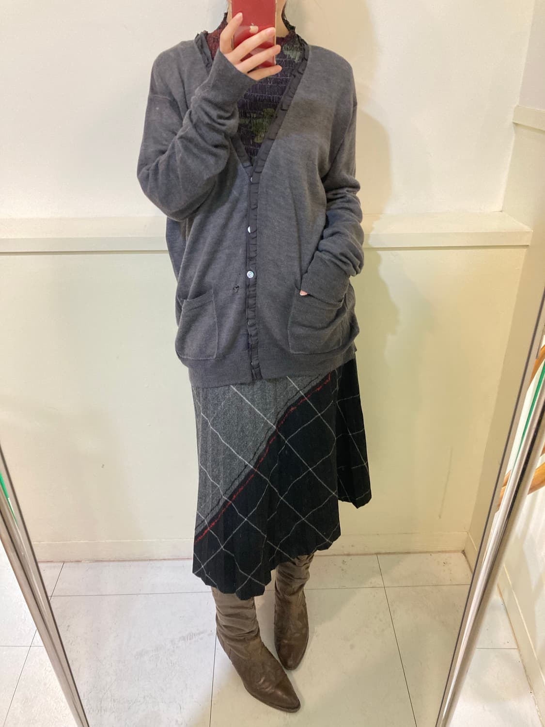 울 플리츠 플레어 미디 스커트 상품이미지9