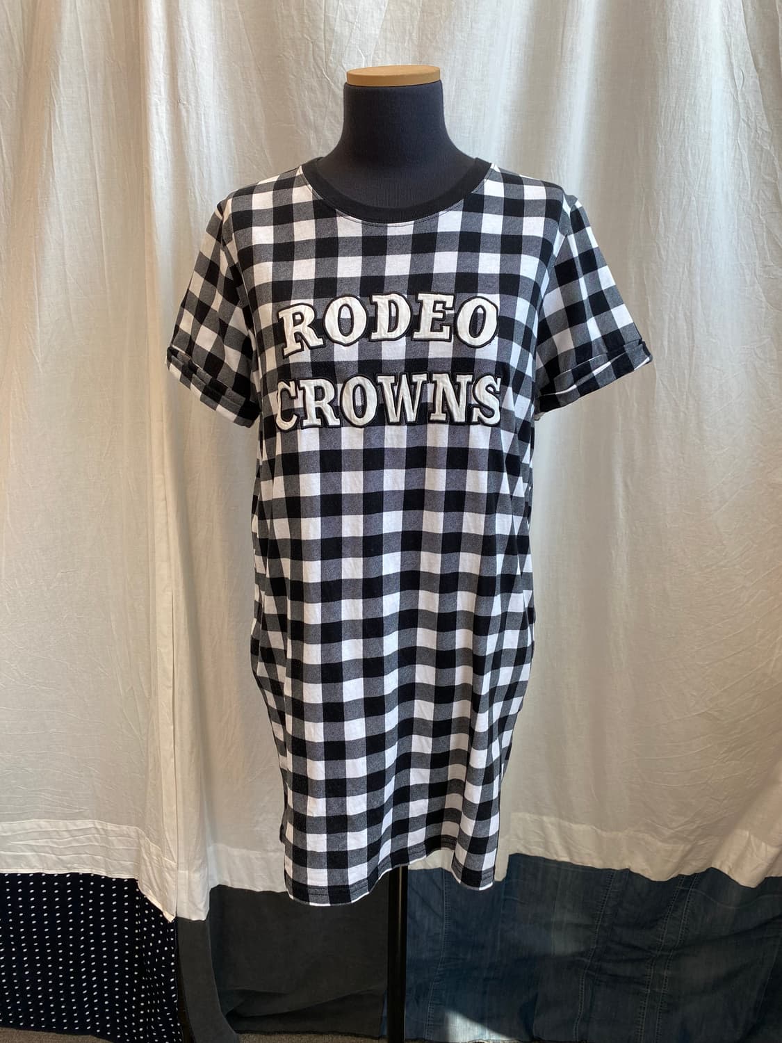 RODEO CROWNS 체크 반팔롱탑(S) 상품이미지1