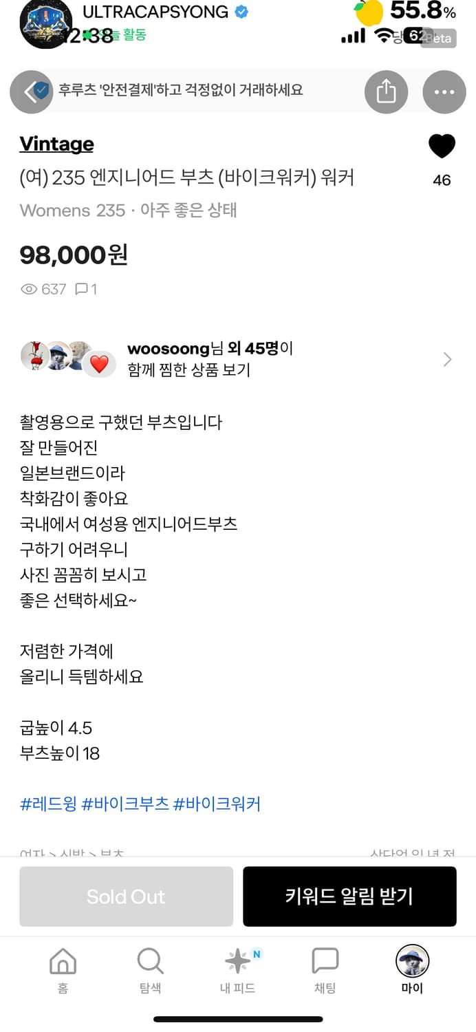 재후루츠) 엔지니어드 부츠 235 상품이미지9