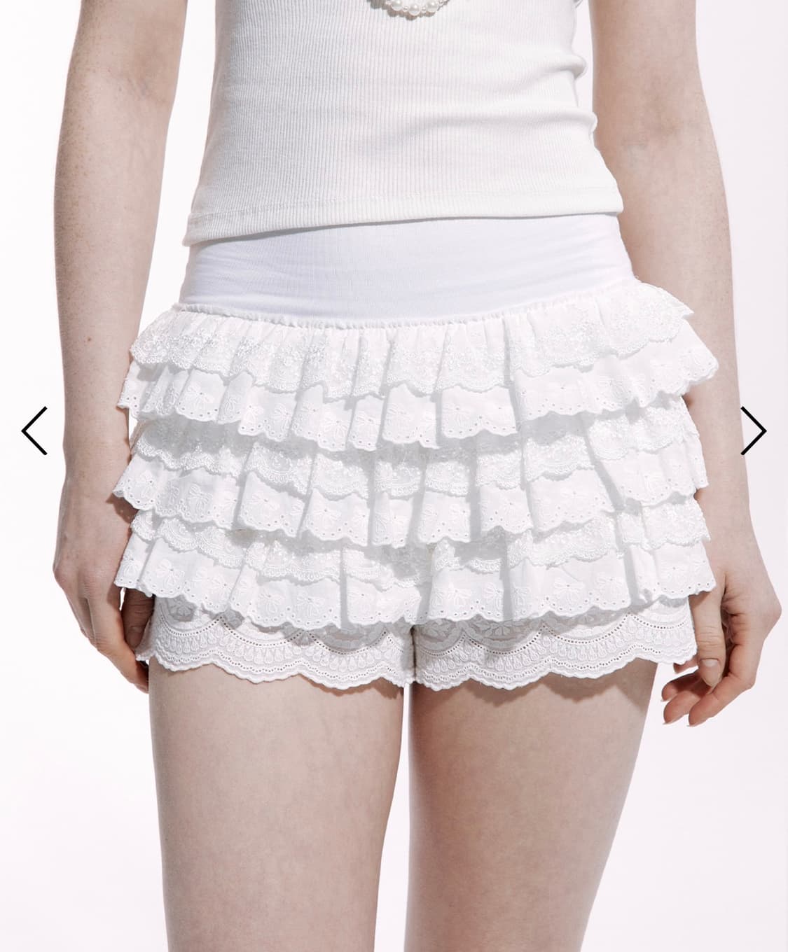 러프넥 LACE TUTU PANTS SKIRT WHITE 상품이미지1