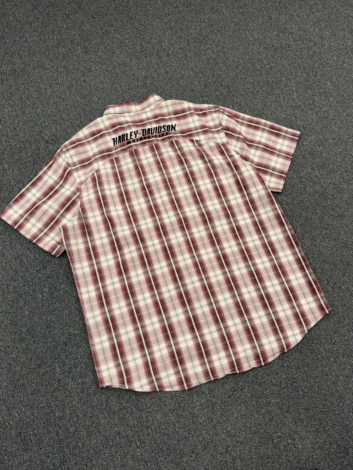 XL)할리데이비슨 빈티지 3포캣 체크패턴 반팔 셔츠 상품이미지5
