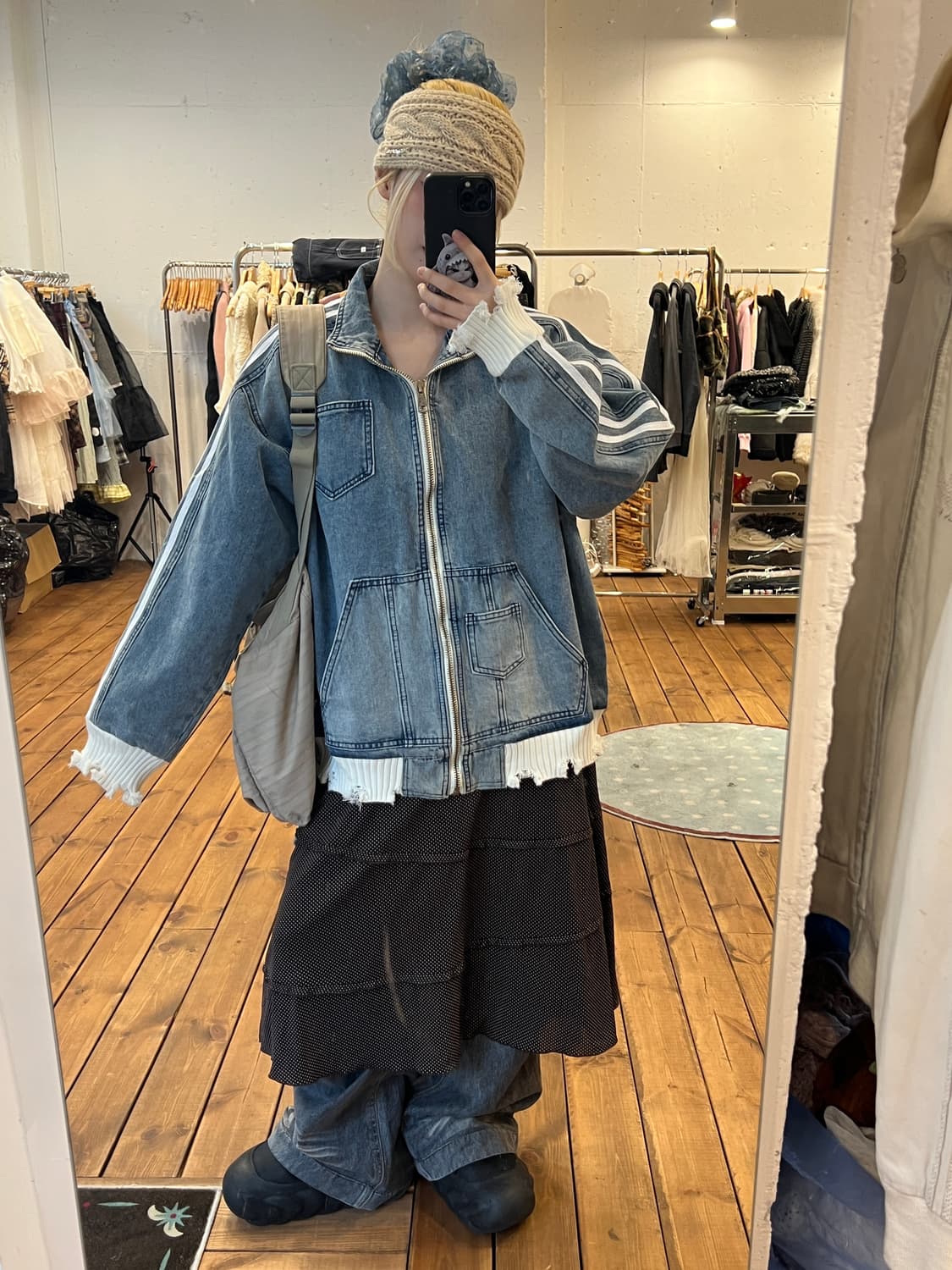 데님 화이트 라인 자켓 상품이미지1