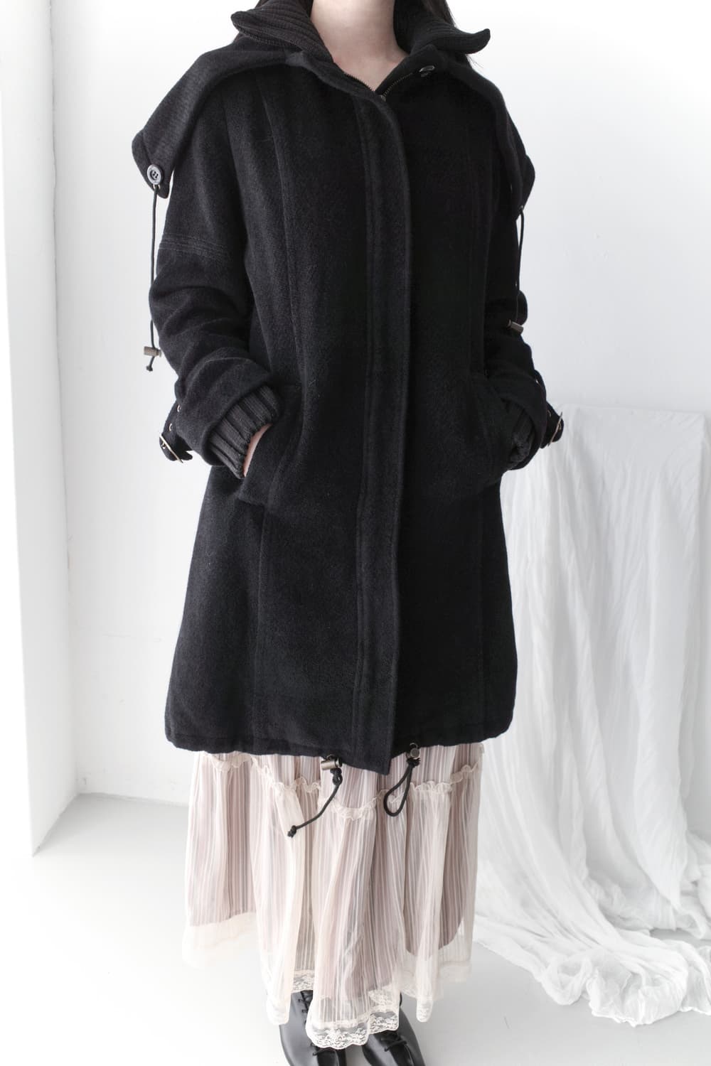 cecio) knit high snap coat  상품이미지5