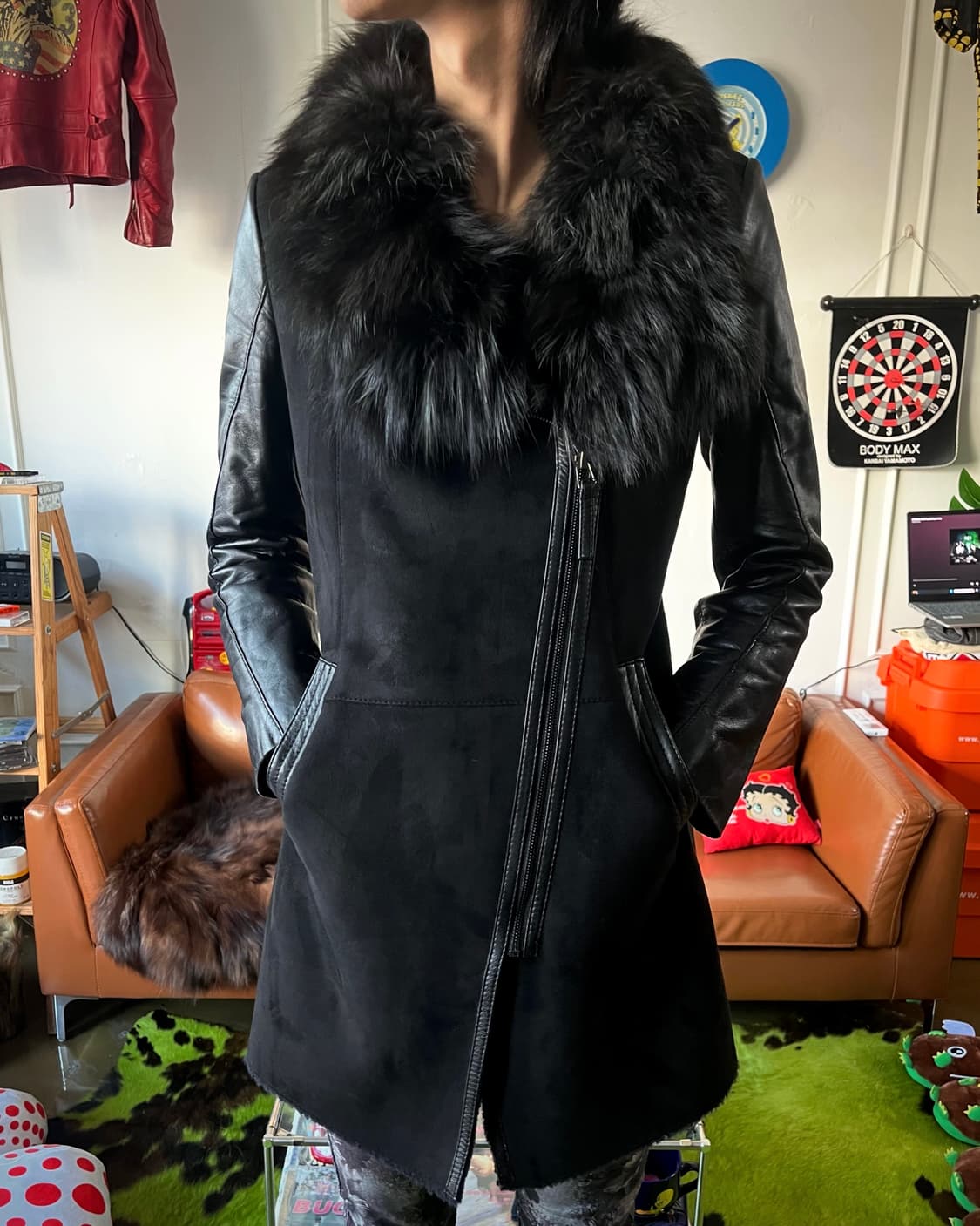 90-00s KASIBADY Real Fox & Lamb Black JK 상품이미지2