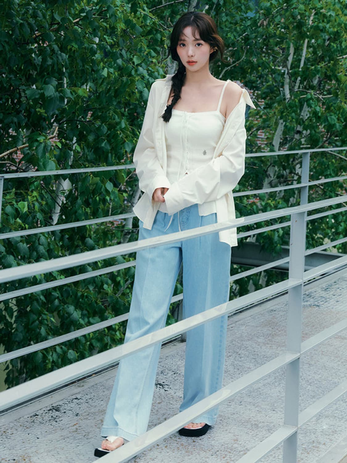 시티브리즈 텐셀 투 턱 와이드 데님 팬츠 봄 여름 청바지 상품이미지1