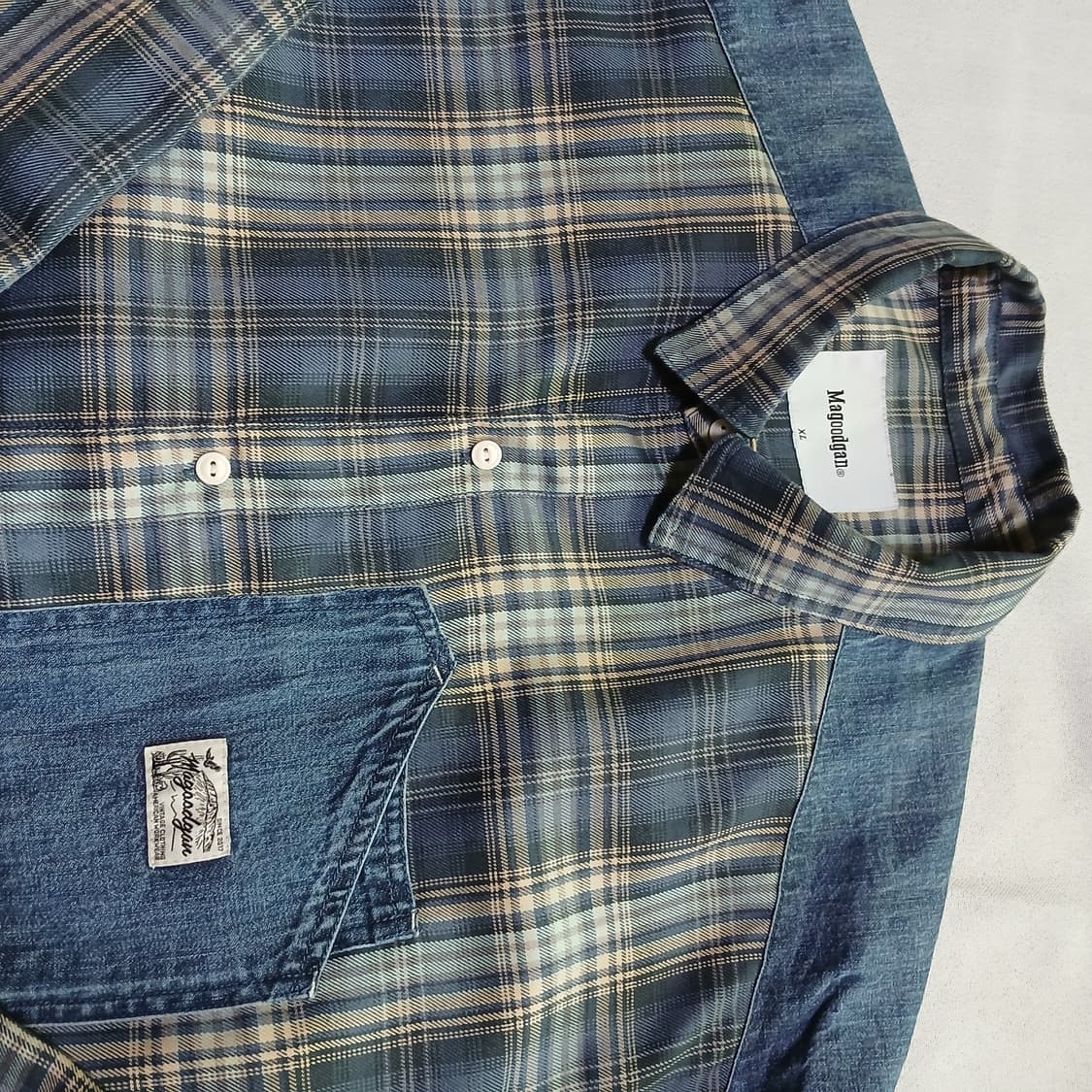 magoodgan 맥우드건 남녀공용 체크 데님 셔츠 남방 상품이미지5