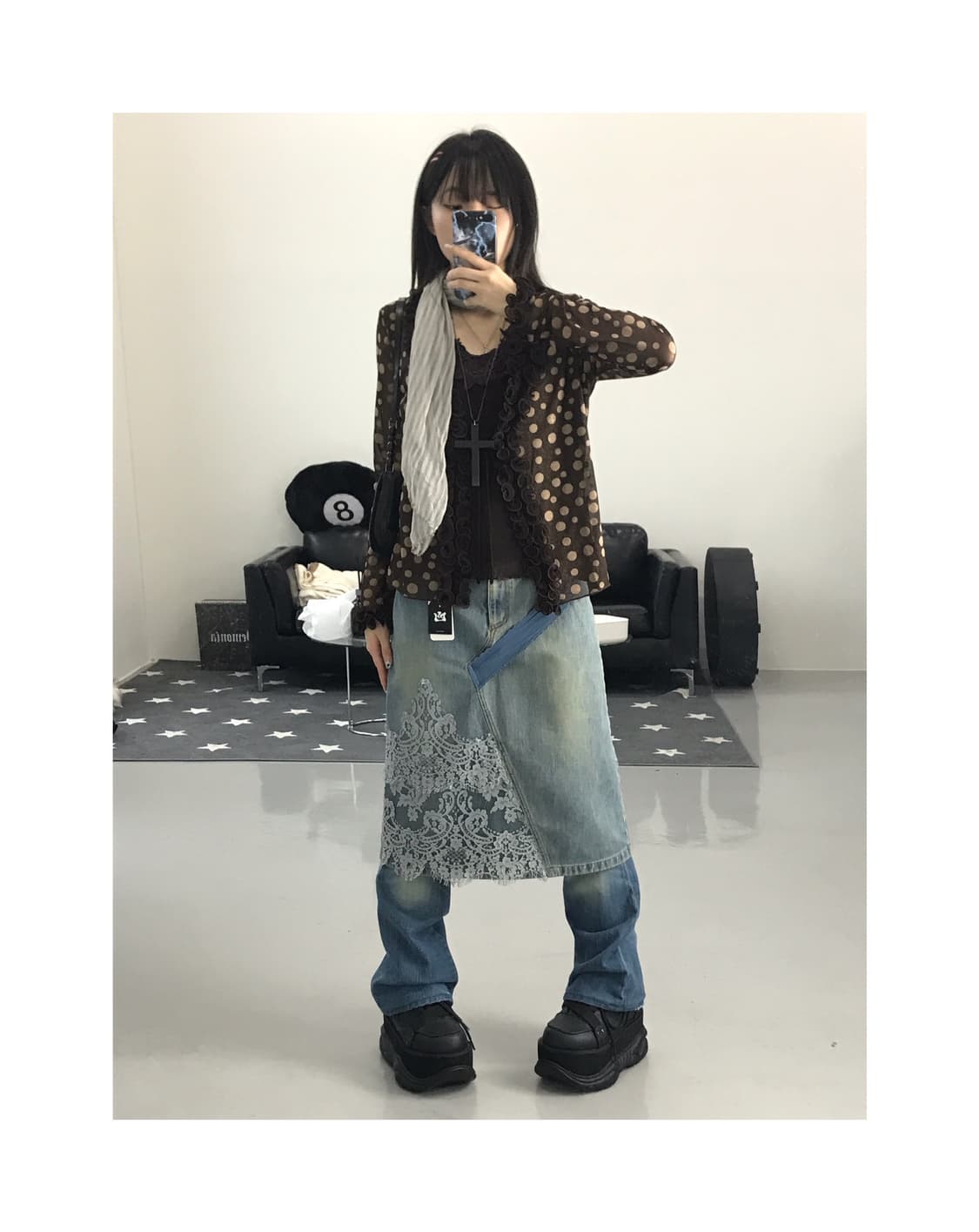 Jpn Brown Dotted Cardigans 상품이미지1
