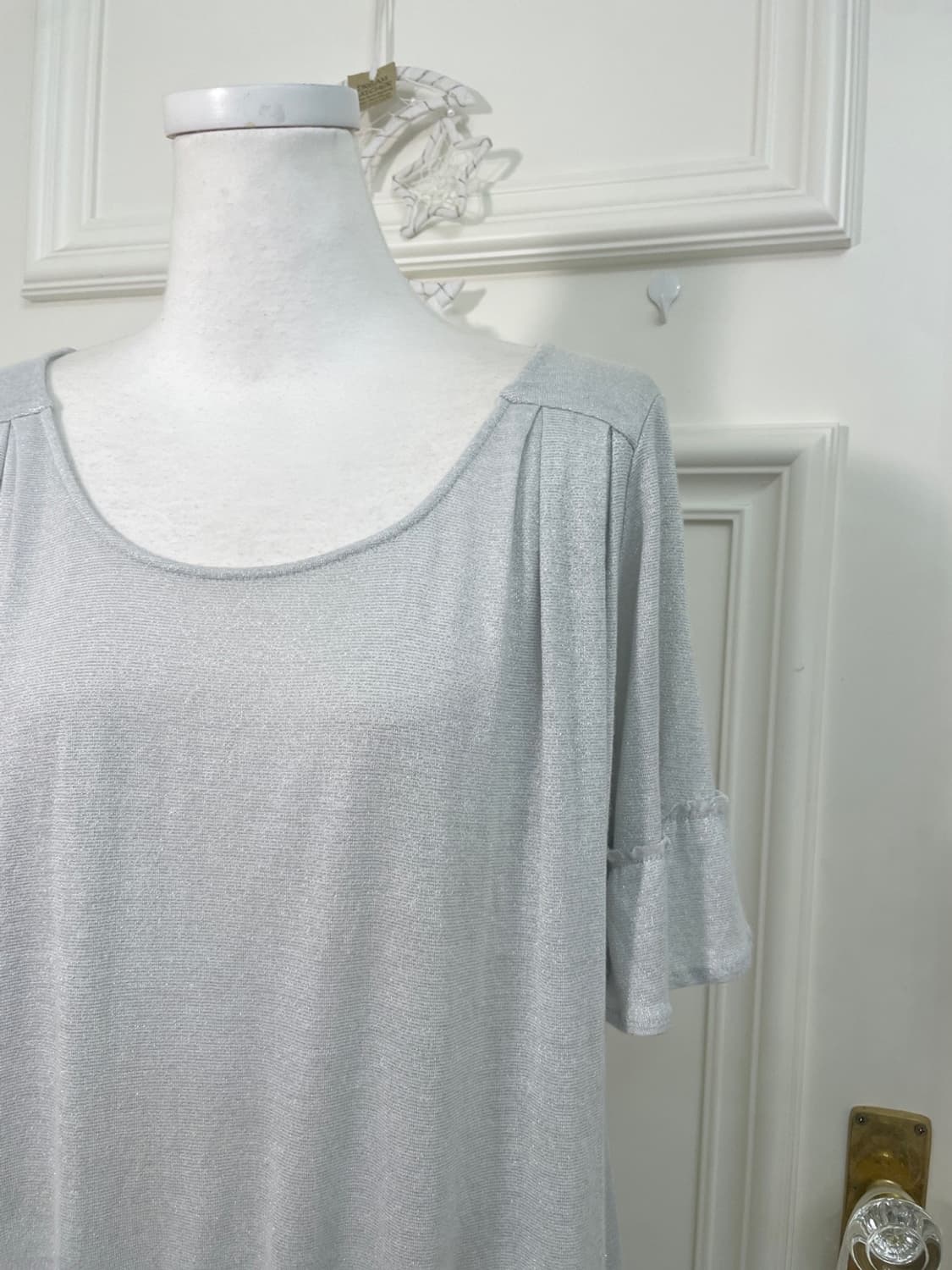 sheer gray glitter pleats loose top 상품이미지7