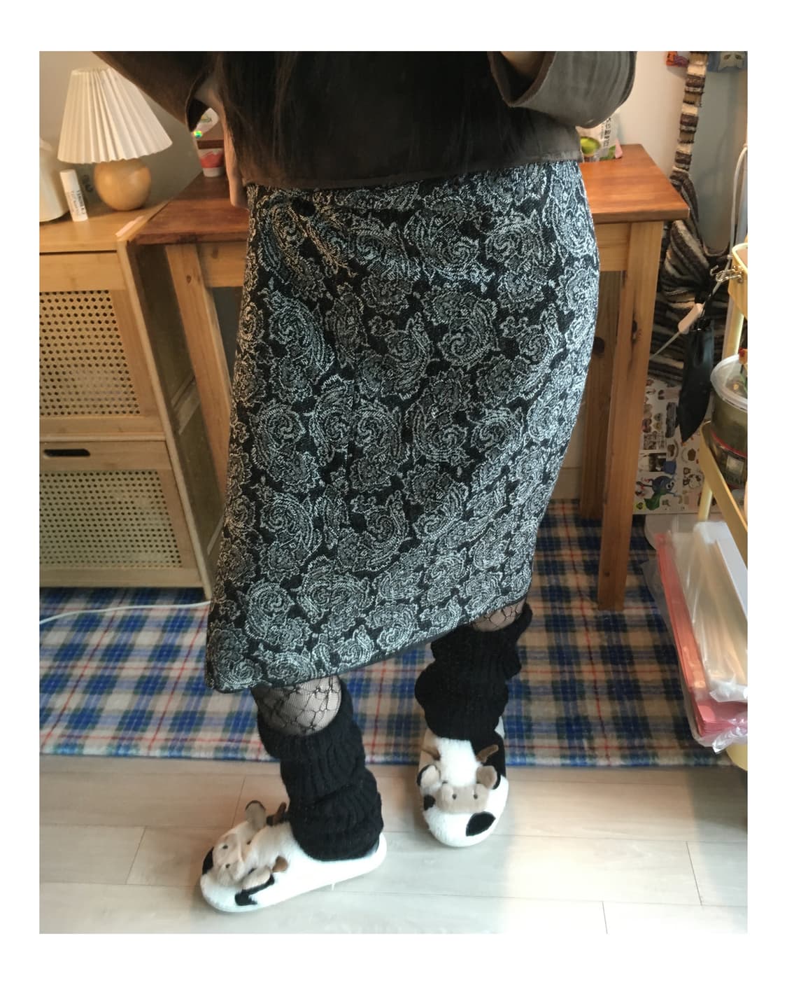 vintage paisley midi skirt black 상품이미지5