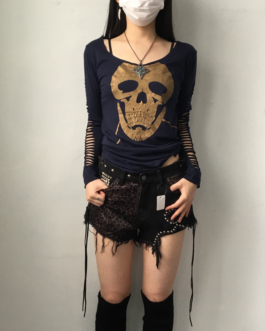 Lace up stud point short 상품이미지4