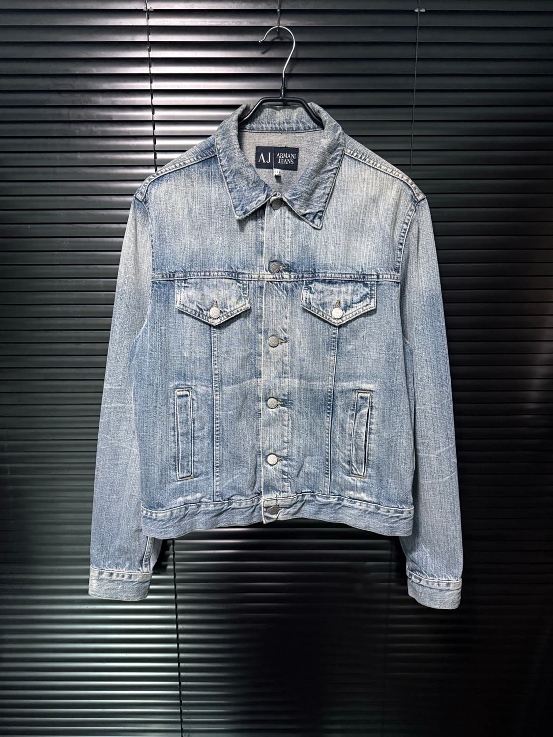 아르마니 진스 트러커 인디고 데님 청자켓 샌드 워싱 워시드 워크 자켓 M 상품이미지2