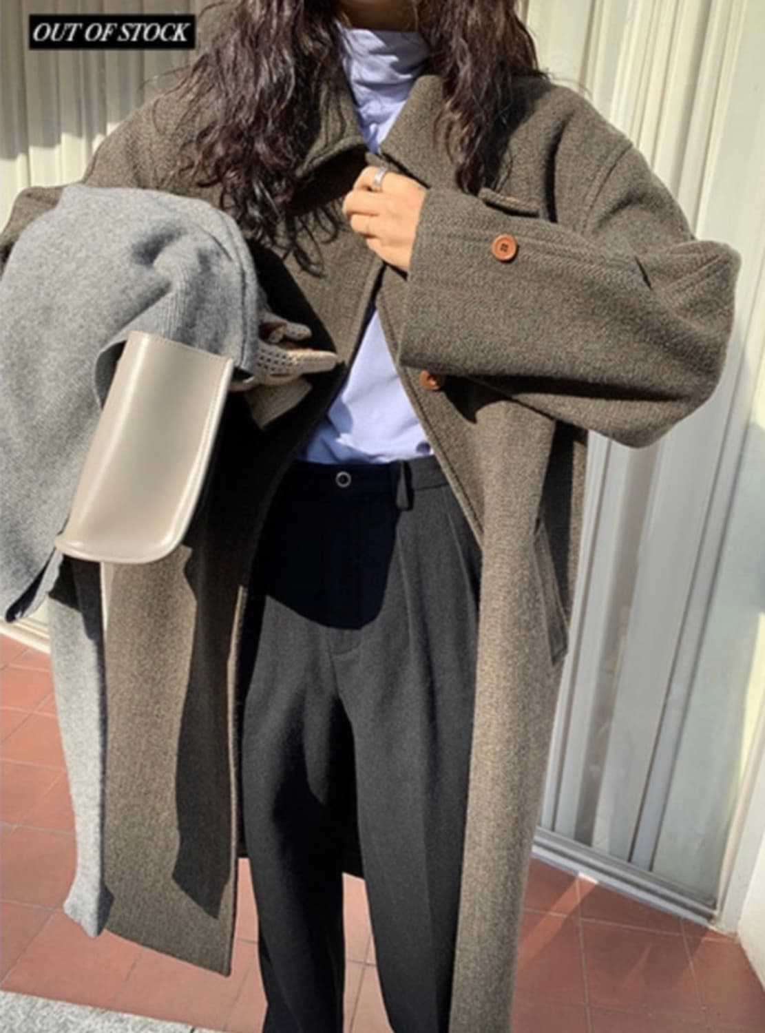 모데스트무드 누벨코트 카키브라운 헤링본코트 상품이미지1